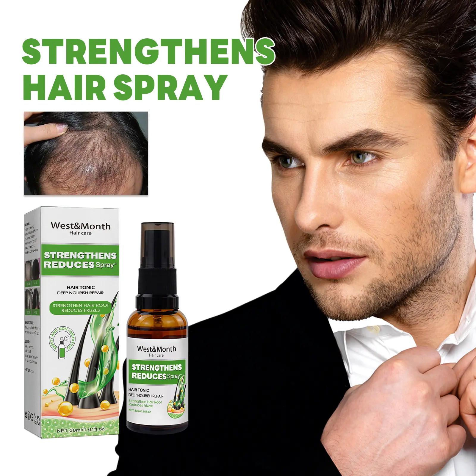 Hair Thickening Spray for Anti-Hair Loss & Strengthening - West&Month 2 dense hair spray anti loss thicken strengthen West Month 188 3468