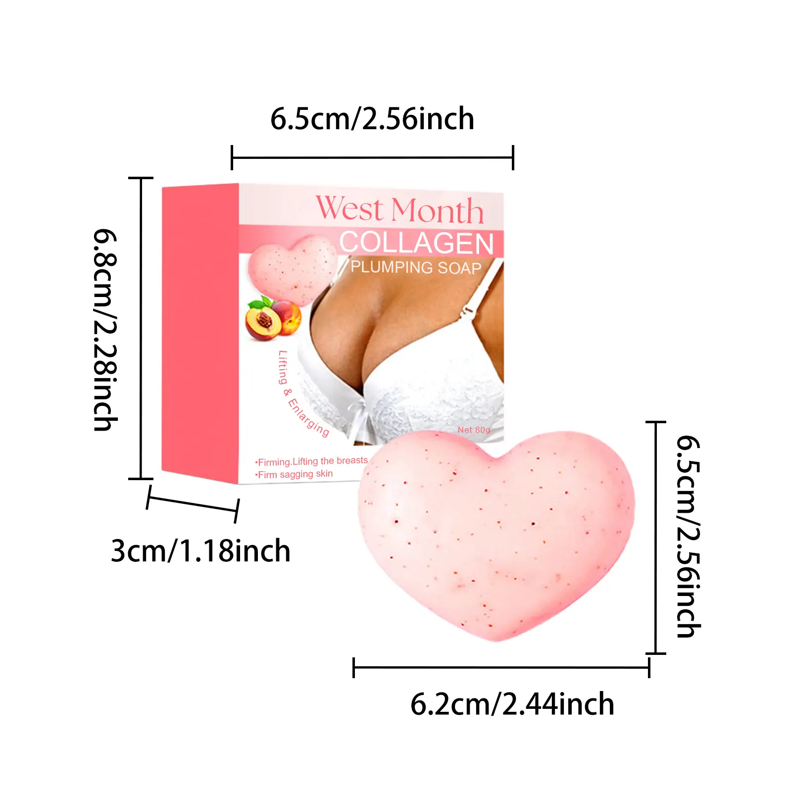 Double Peach Plump Chest Soap with Collagen and Peach Extract - West&Month 1 double peach chest soap firm moisturize anti sag West Month 229 3988