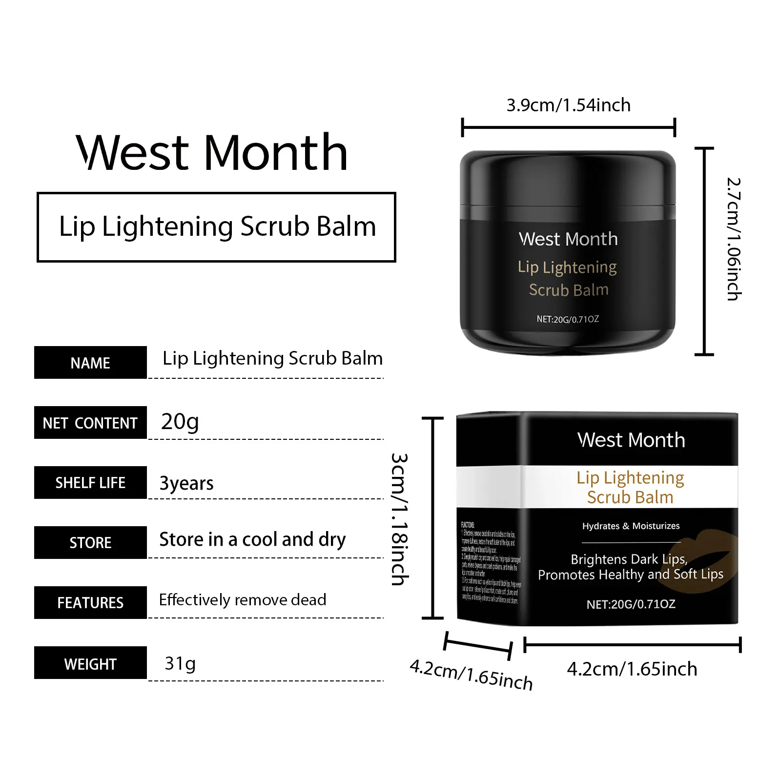 Exfoliating Lip Scrub for Dry Lips with Hyaluronic Acid - West&Month 1 exfoliating lip scrub nourish moisturize dry West Month 173 3282