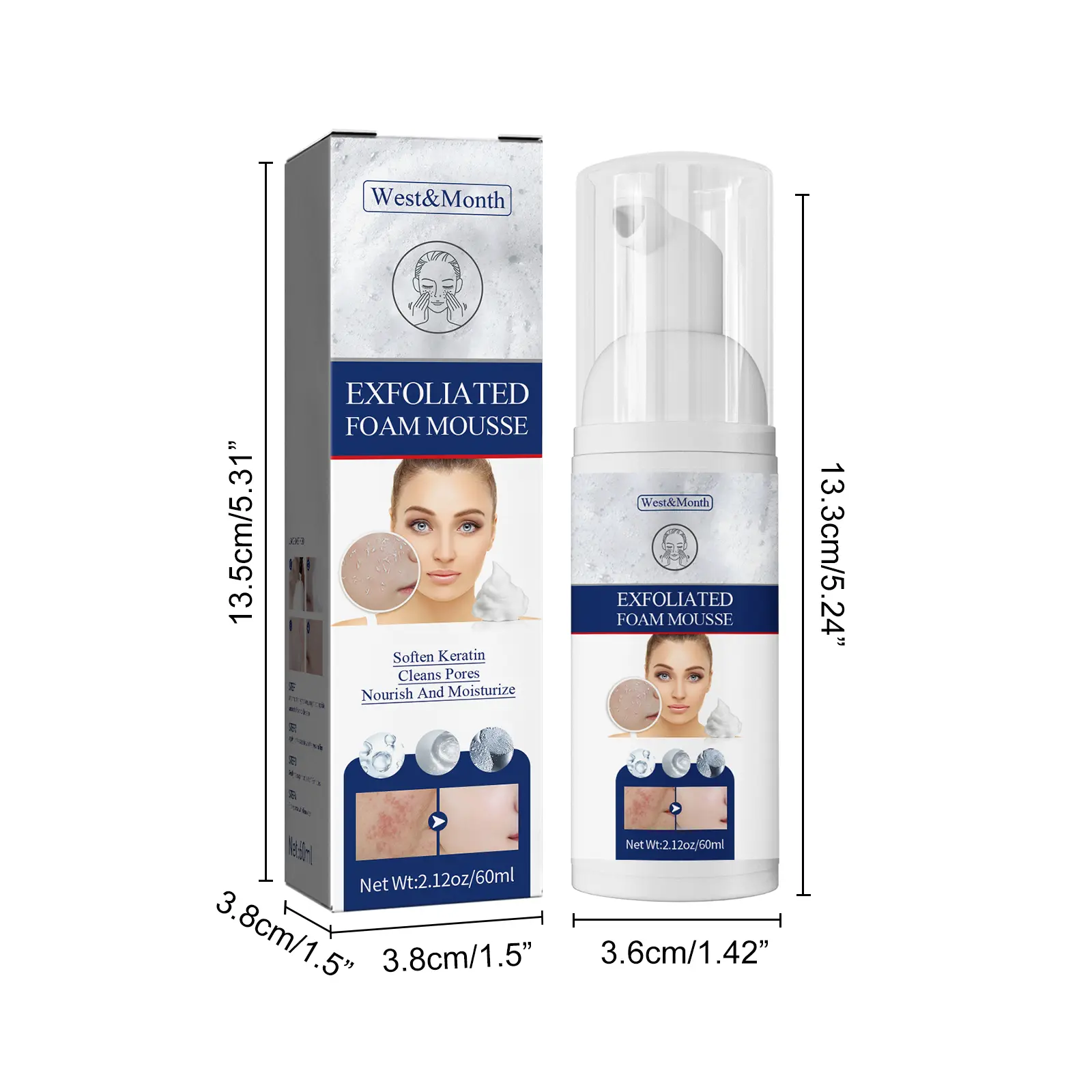 Exfoliating Mousse Cleanser for Pore Control & Blackheads - West&Month 1 exfoliating mousse clean pore control oil West Month 399 6233