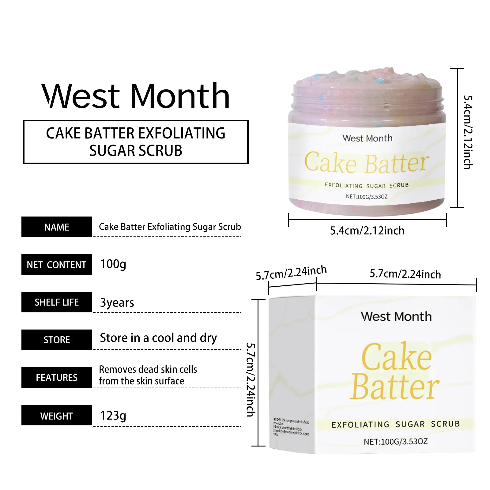 Gentle Exfoliating Scrub for Dead Skin Removal & Hydration - West&Month 1 exfoliating scrub gentle exfoliate hydrate West Month 299 4896