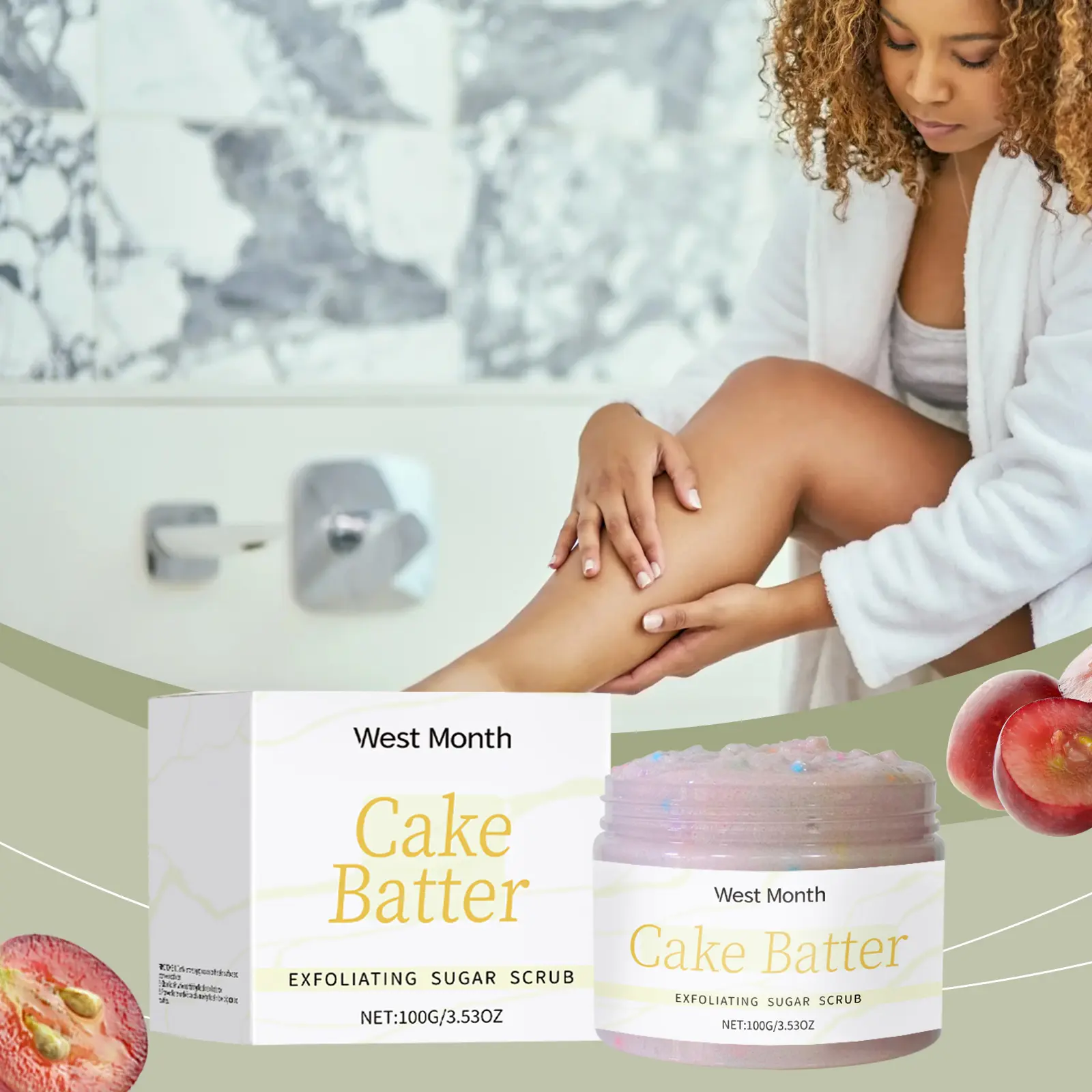 Gentle Exfoliating Scrub for Dead Skin Removal & Hydration - West&Month 2 exfoliating scrub gentle exfoliate hydrate West Month 299 4897