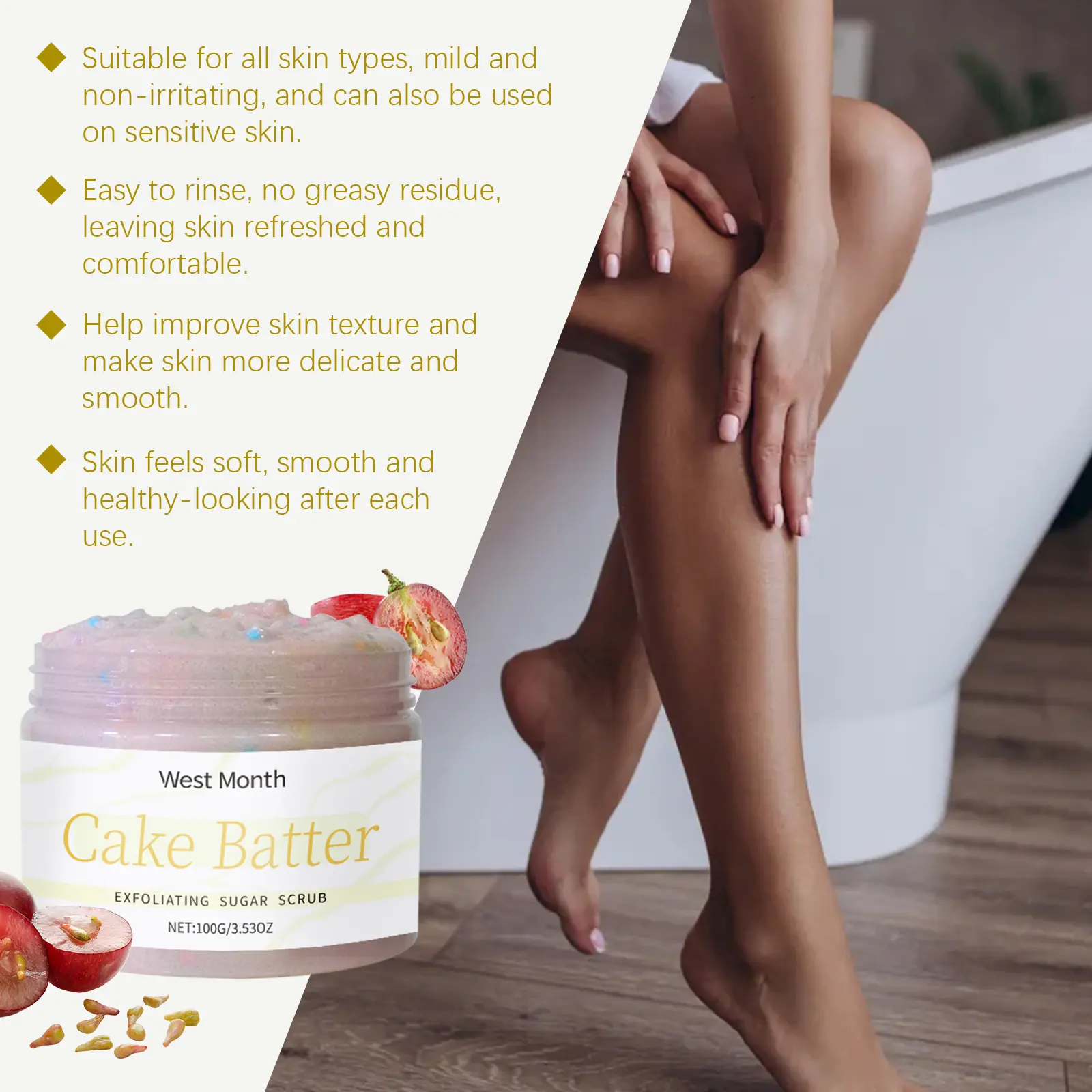 Gentle Exfoliating Scrub for Dead Skin Removal & Hydration - West&Month 5 exfoliating scrub gentle exfoliate hydrate West Month 299 4900