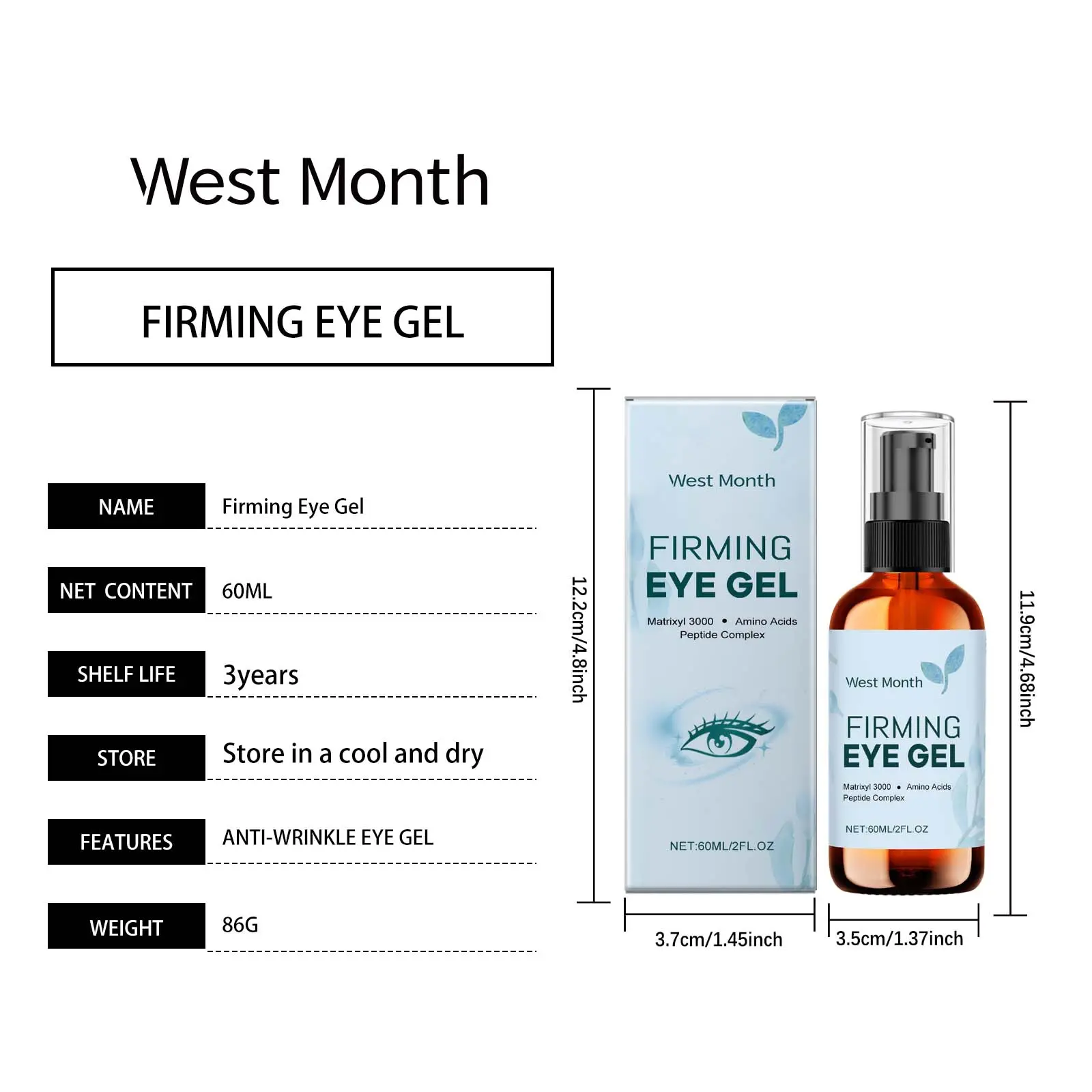 Eye Care Gel for Fine Lines & Moisturizing - West&Month 1 eye care gel tighten moisturize reduce lines West Month 673 9591