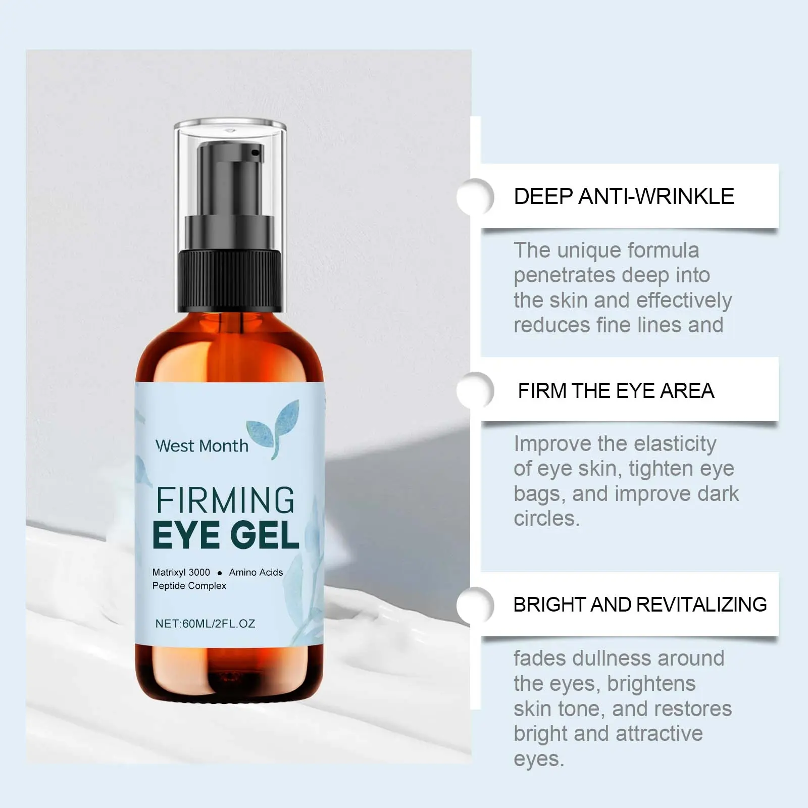Eye Care Gel for Fine Lines & Moisturizing - West&Month 6 eye care gel tighten moisturize reduce lines West Month 673 9592