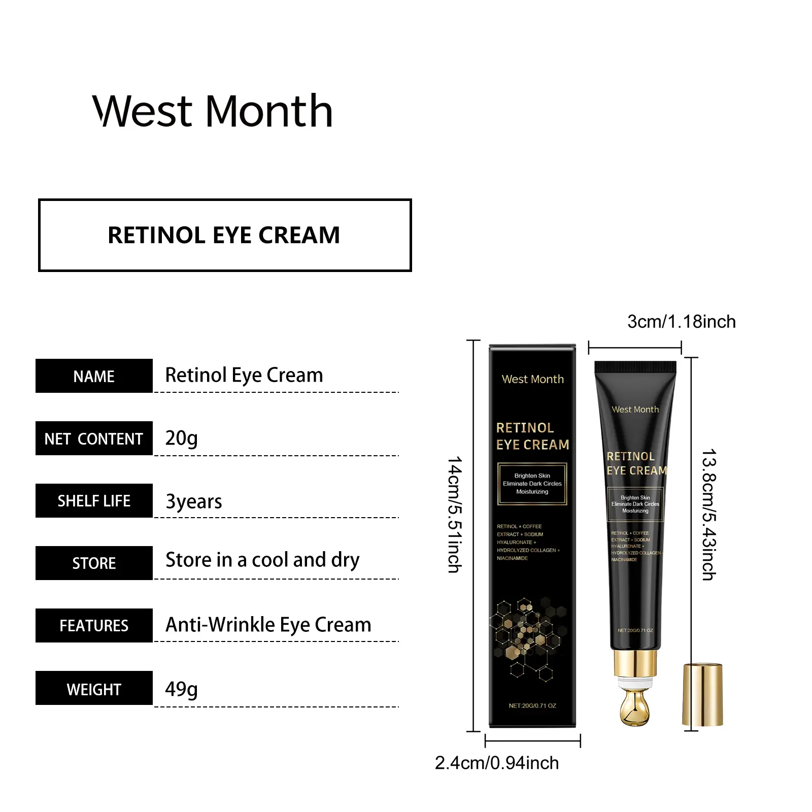 Firming Moisturizing Eye Cream with Collagen & Niacinamide - West&Month 1 eye cream firm moisturize tender daily West Month 649 9394