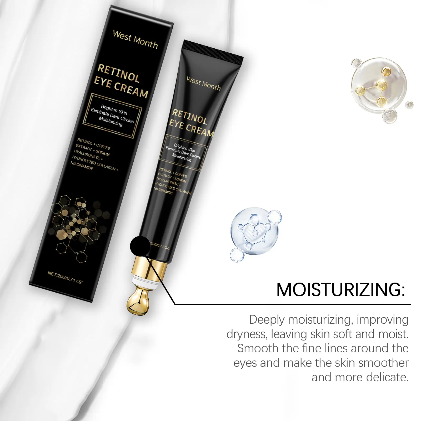 Firming Moisturizing Eye Cream with Collagen & Niacinamide - West&Month 8 eye cream firm moisturize tender daily West Month 649 9398