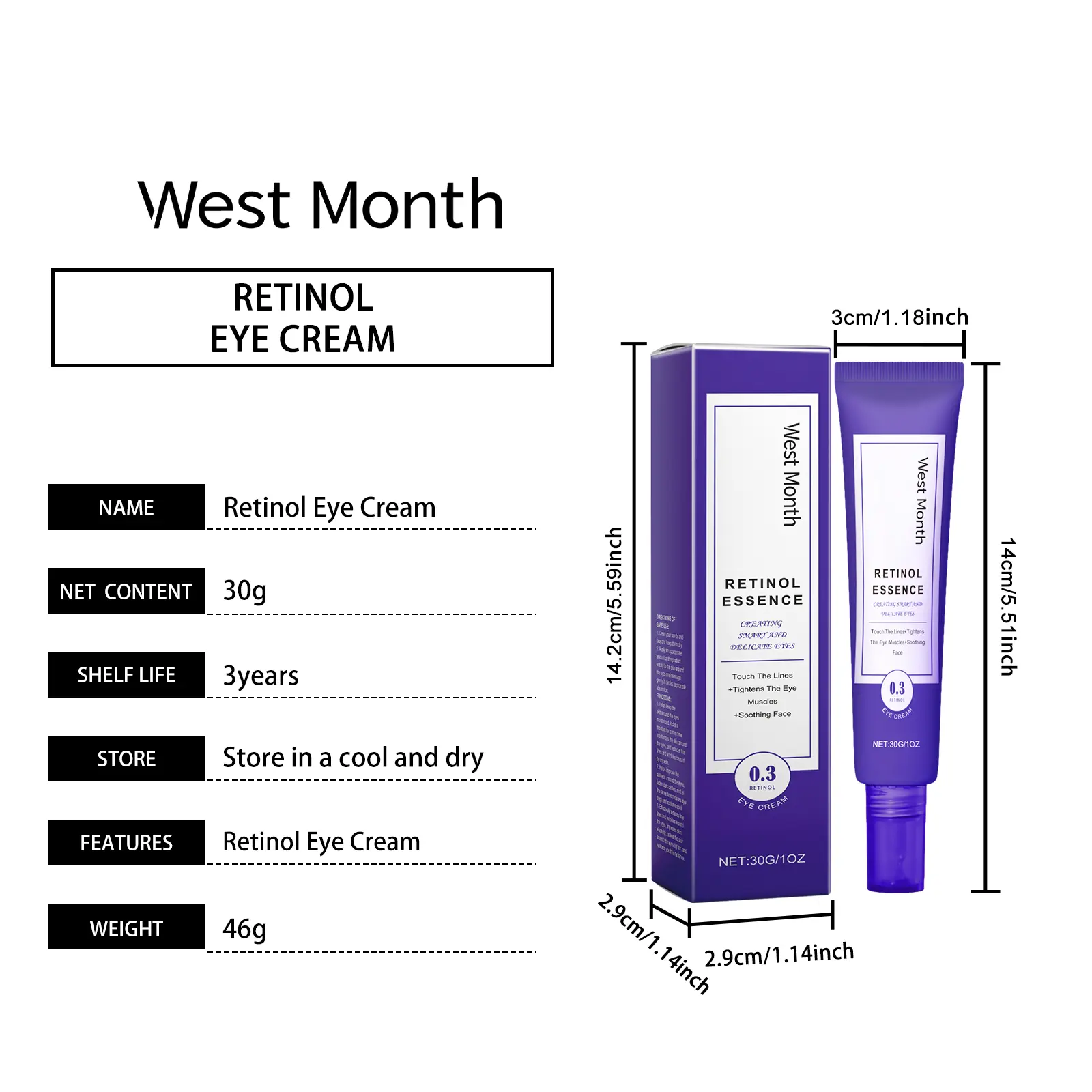 Eye Cream for Fine Lines & Moisturizing Repair - West&Month 1 eye cream moisturize reduce lines gentle repair West Month 606 8914