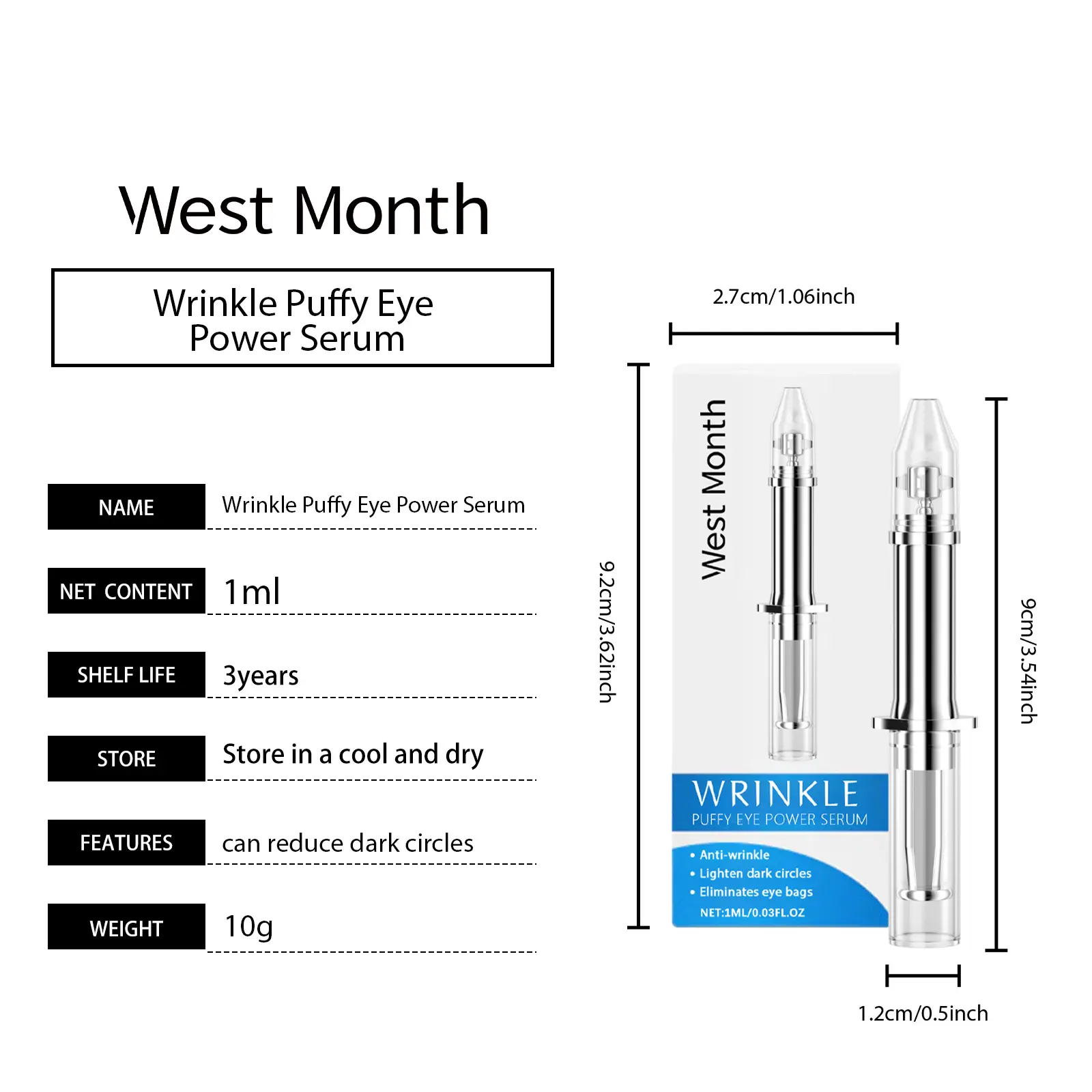 Eye Essence for Dark Circles, Puffiness & Fine Lines - West&Month 1 eye essence lighten lines gently care moisturize West Month 601 8863