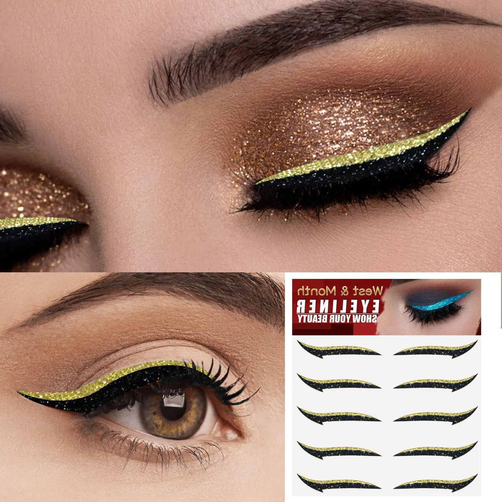 Double Eyelid Eyeliner Stickers - Silver Light Stage Makeup - West&Month 3 eyeliner stickers silver light stage makeup West Month 436 6743