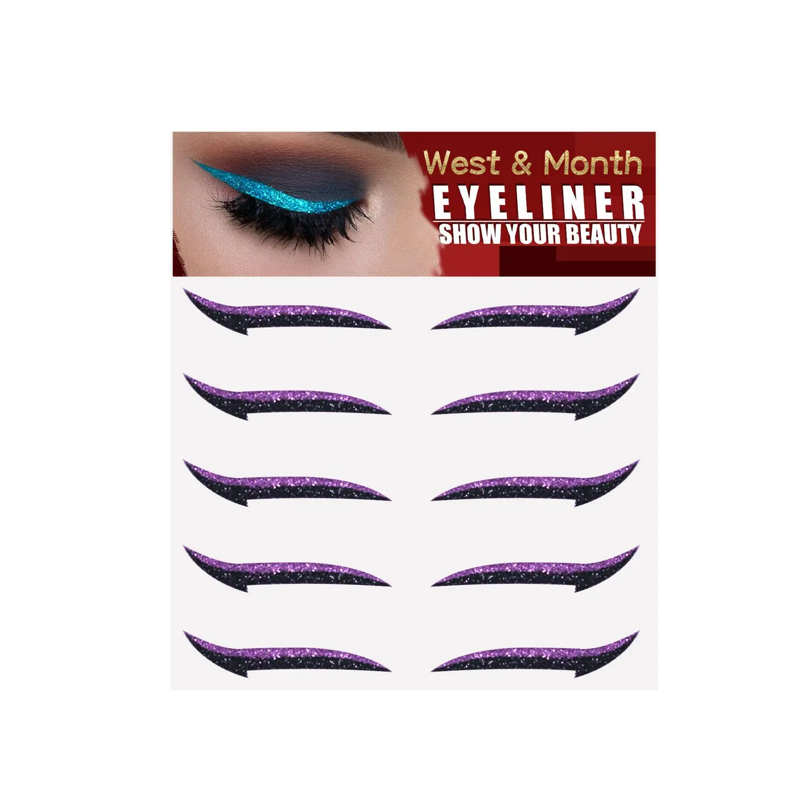 Self-Adhesive Double Eyelid Stickers with Eyeshadow (5 Pairs) - West&Month 2 eyeshadow stage makeup eu us eyeliner self adhesive West Month 406 6327
