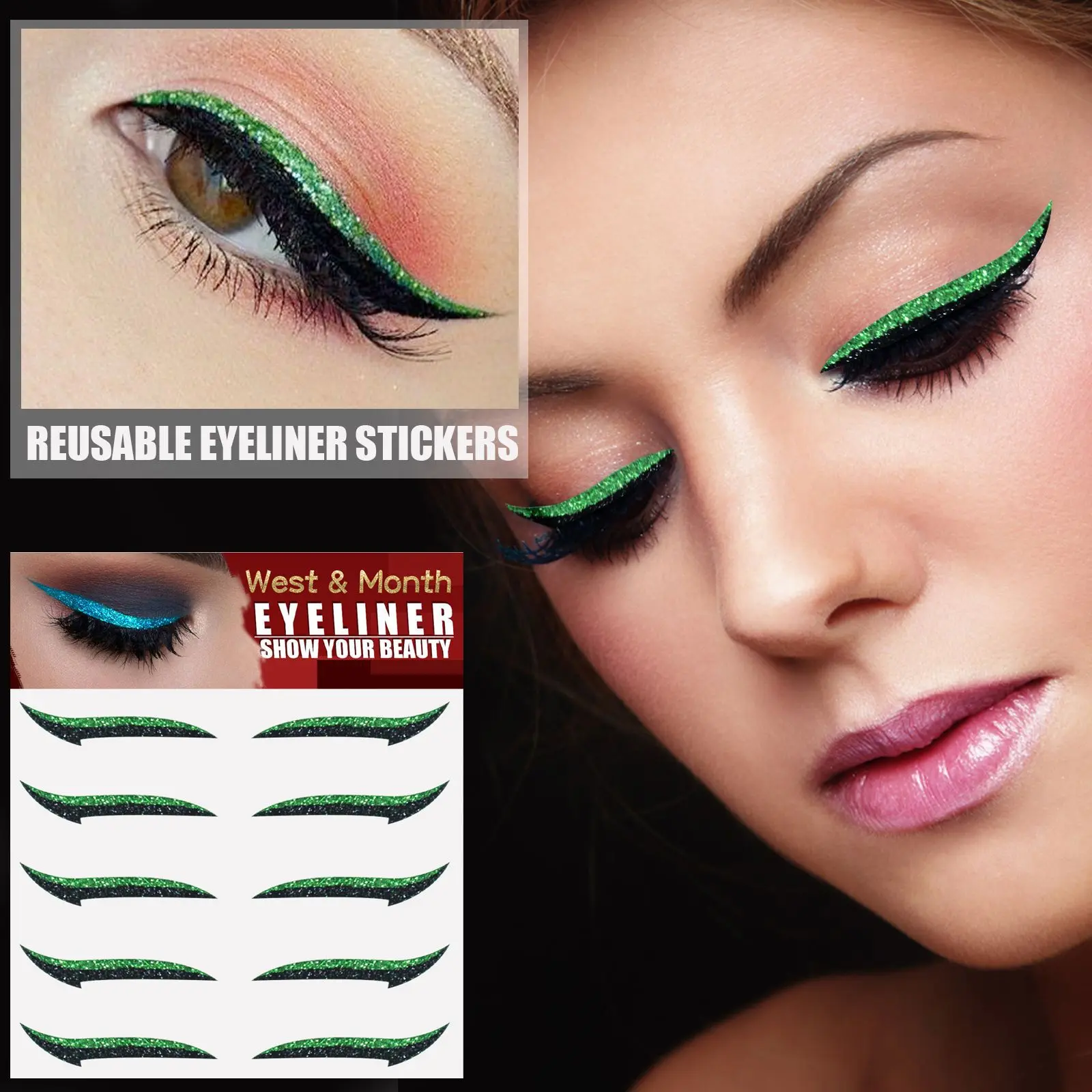 Self-Adhesive Double Eyelid Stickers with Eyeshadow (5 Pairs) - West&Month 8 eyeshadow stage makeup eu us eyeliner self adhesive West Month 406 6333