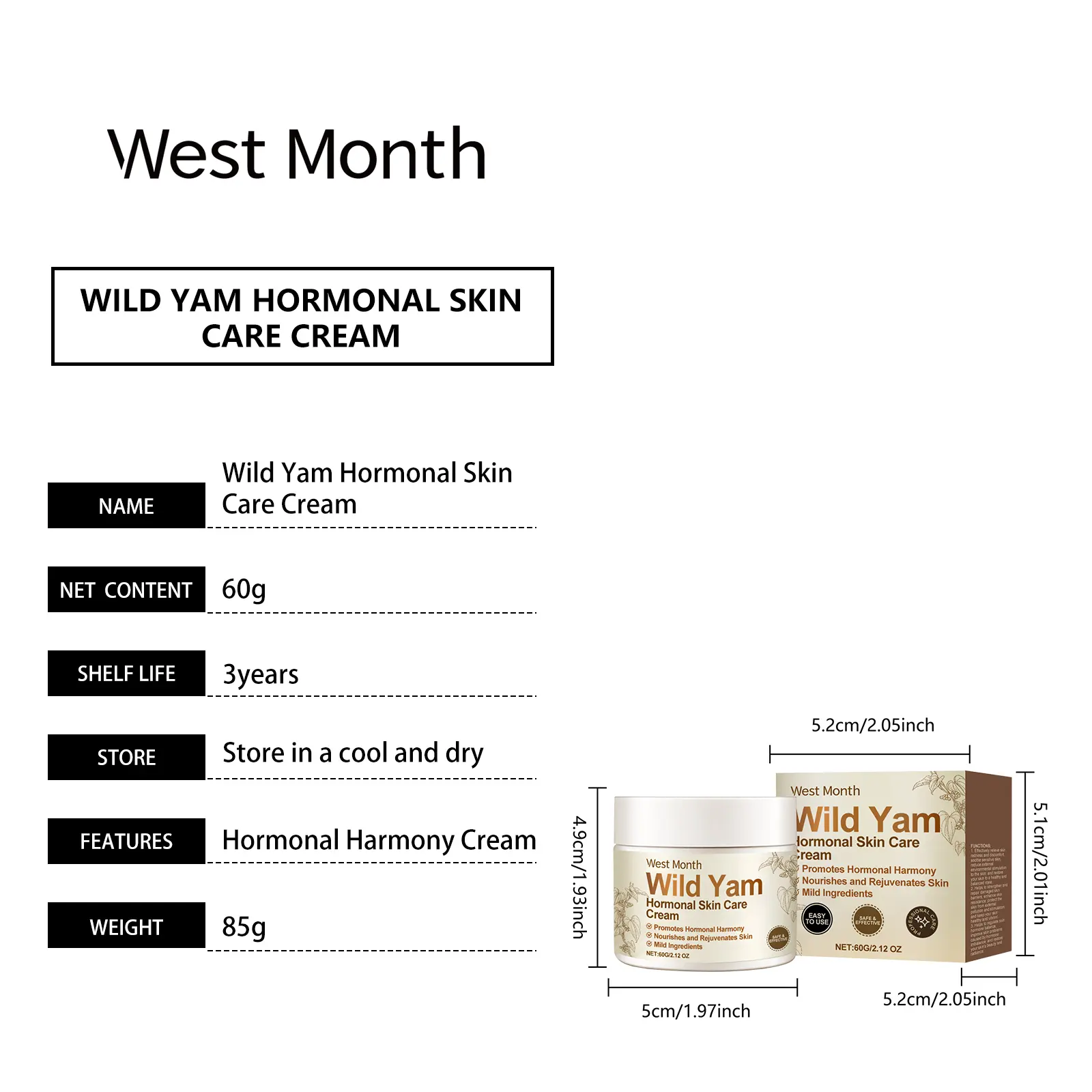 Face Balance Cream Hydrating Facial Moisturizer - West&Month 1 face balance cream moisturize improve firm tender West Month 616 9022