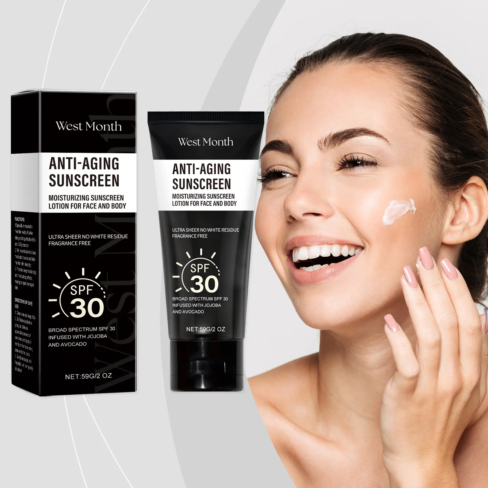 Hydrating Body Sunscreen with UV Protection - West&Month 2 face body protection cream nourish protect refresh West Month 505 7722