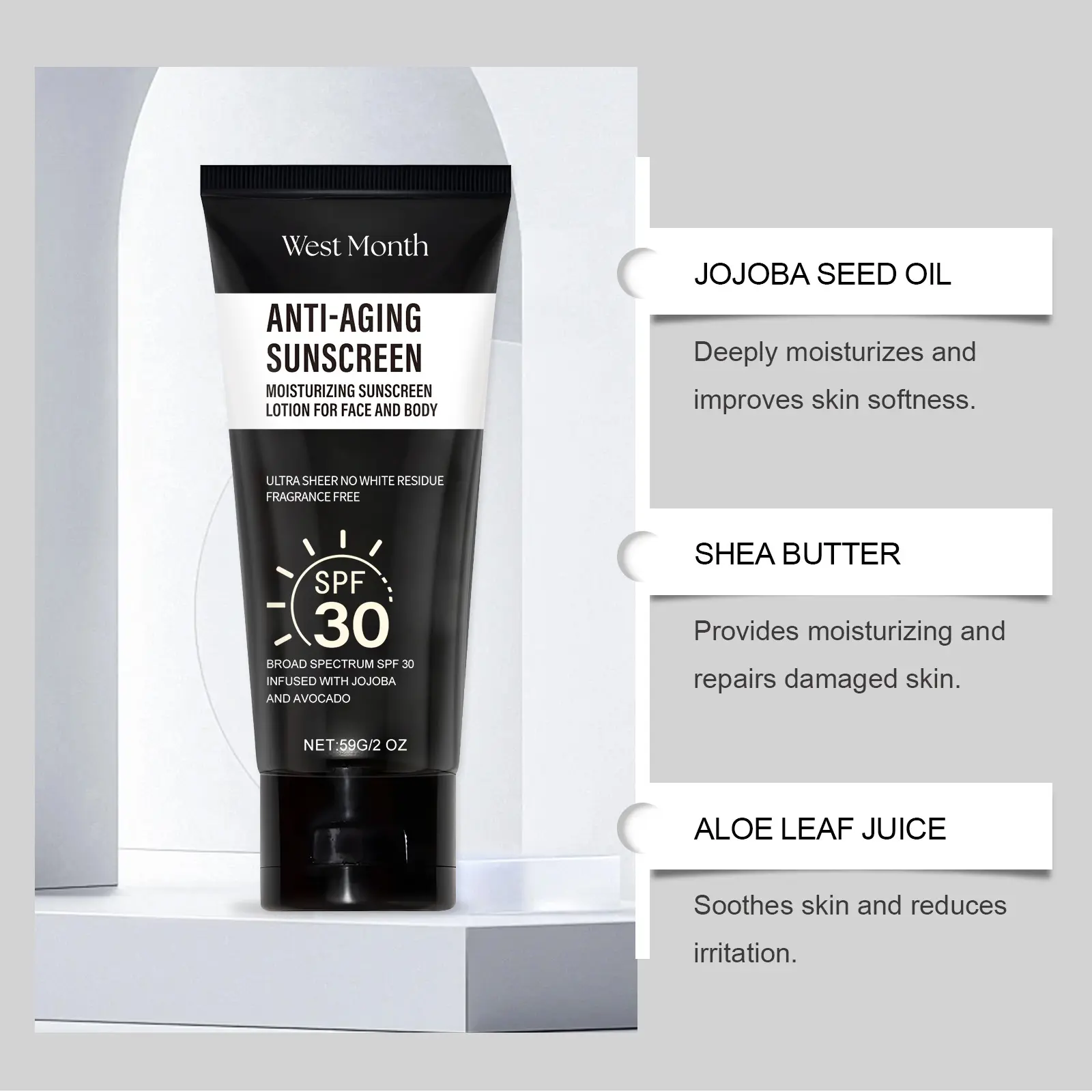 Hydrating Body Sunscreen with UV Protection - West&Month 5 face body protection cream nourish protect refresh West Month 505 7725