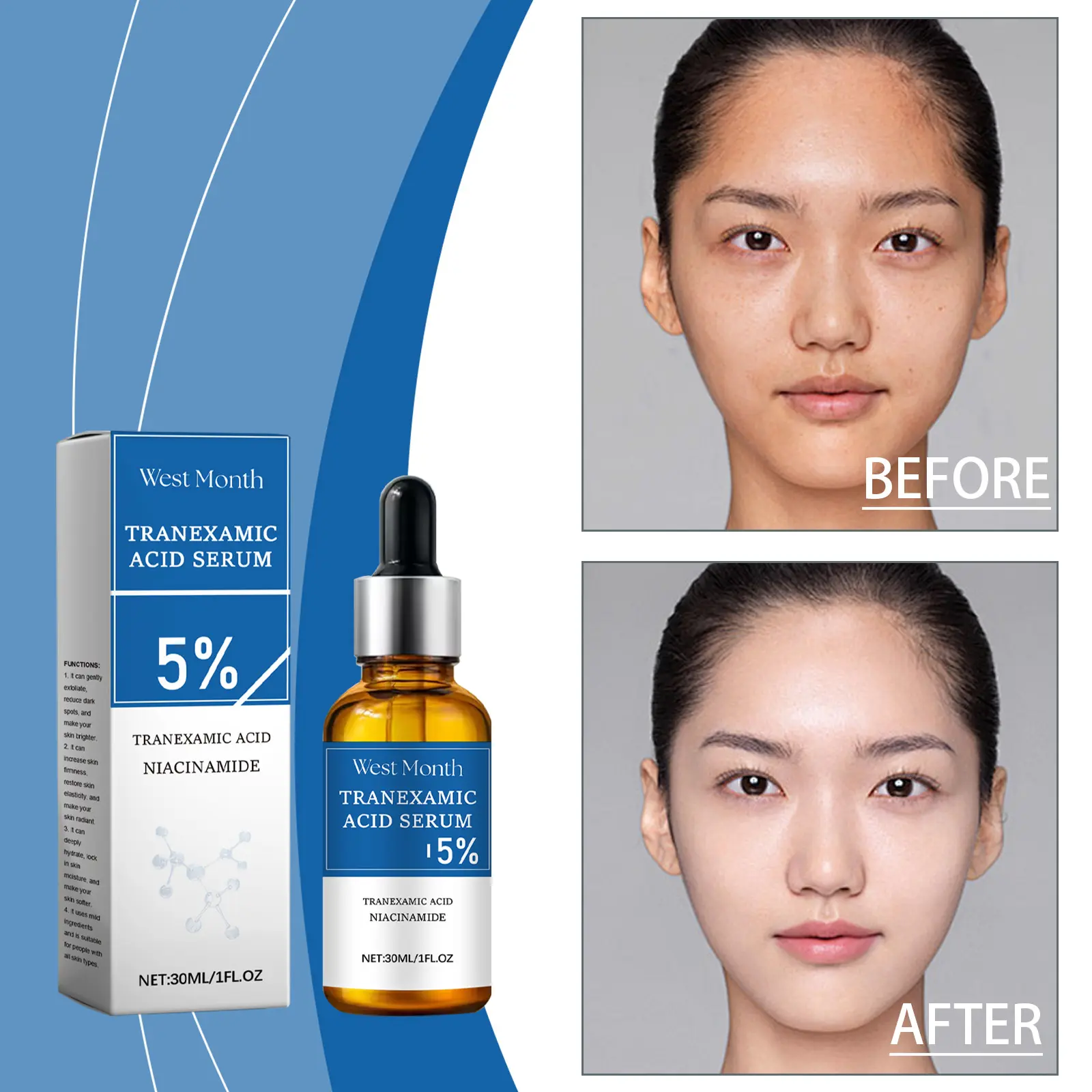 West&Month Brightening Serum Review: My Real Results After 4 Weeks 2 Close-up of serum droplet on fingertips
