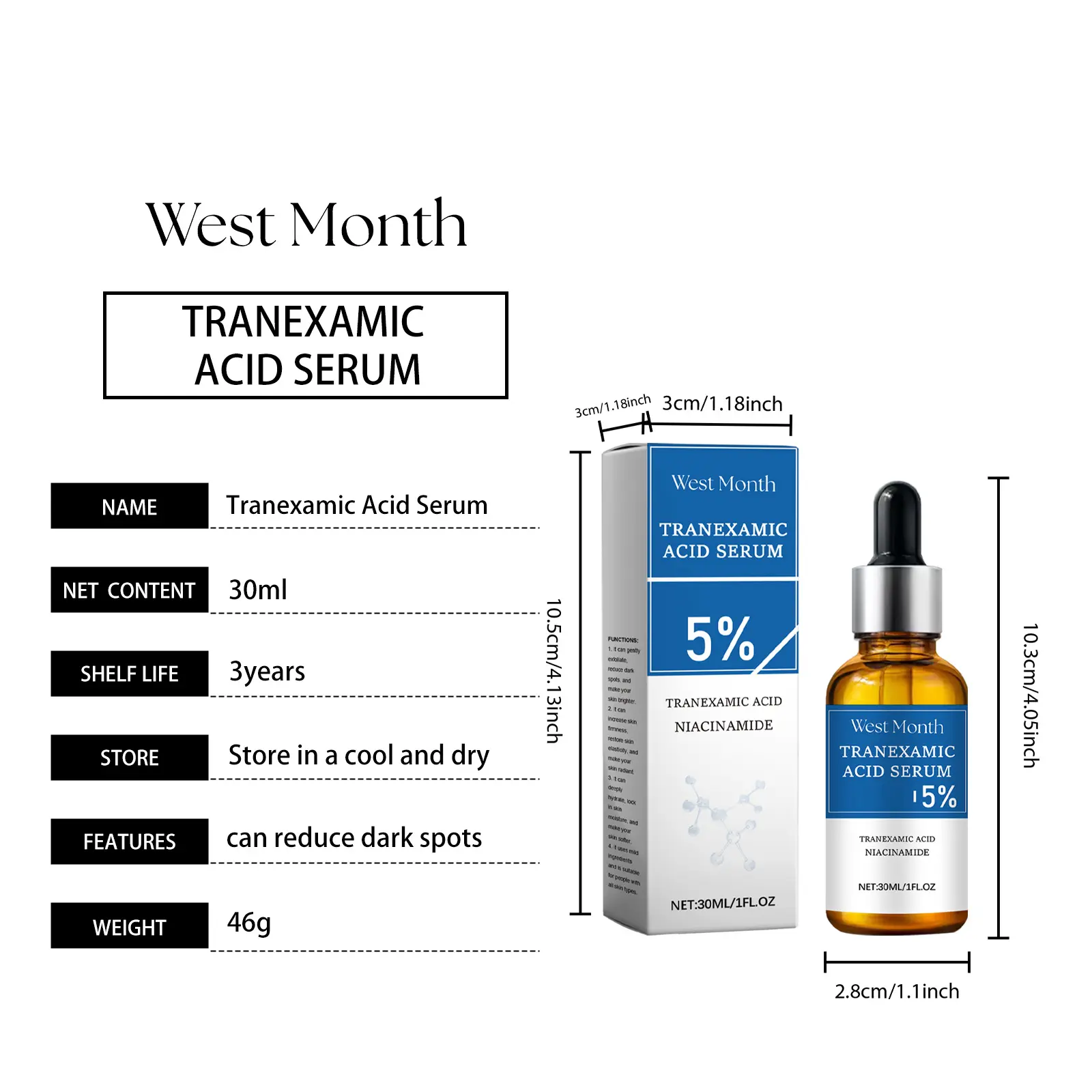 Face Brightening Serum with Niacinamide & Hyaluronic Acid - West&Month 1 face brightening serum brighten moisturize West Month 182 3394