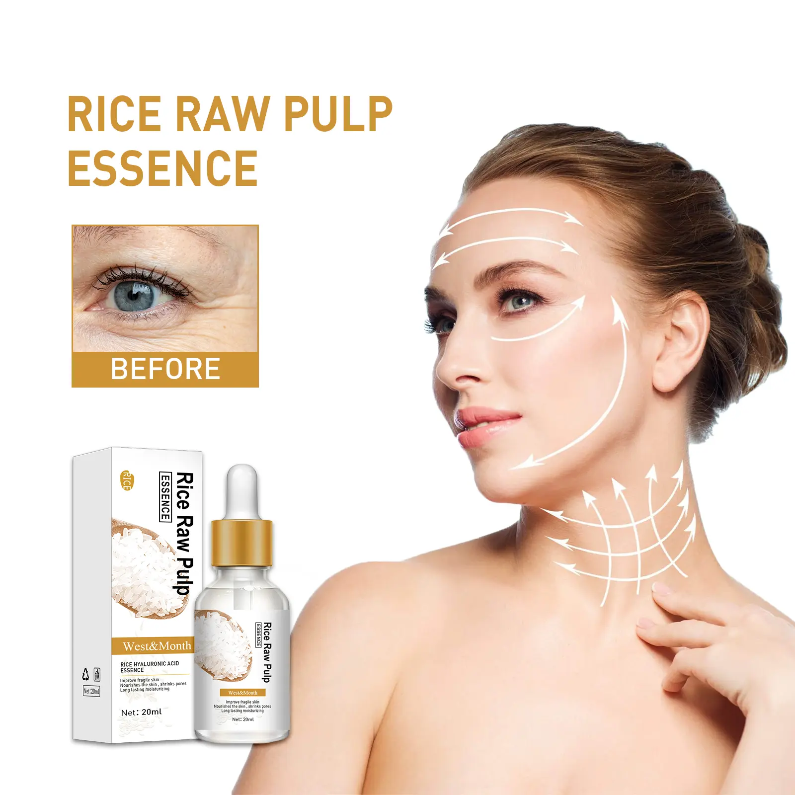 White Rice Essence Hydrating Serum for Smooth Skin - West&Month 2 face rice essence lighten lines improve acne West Month 284 4686
