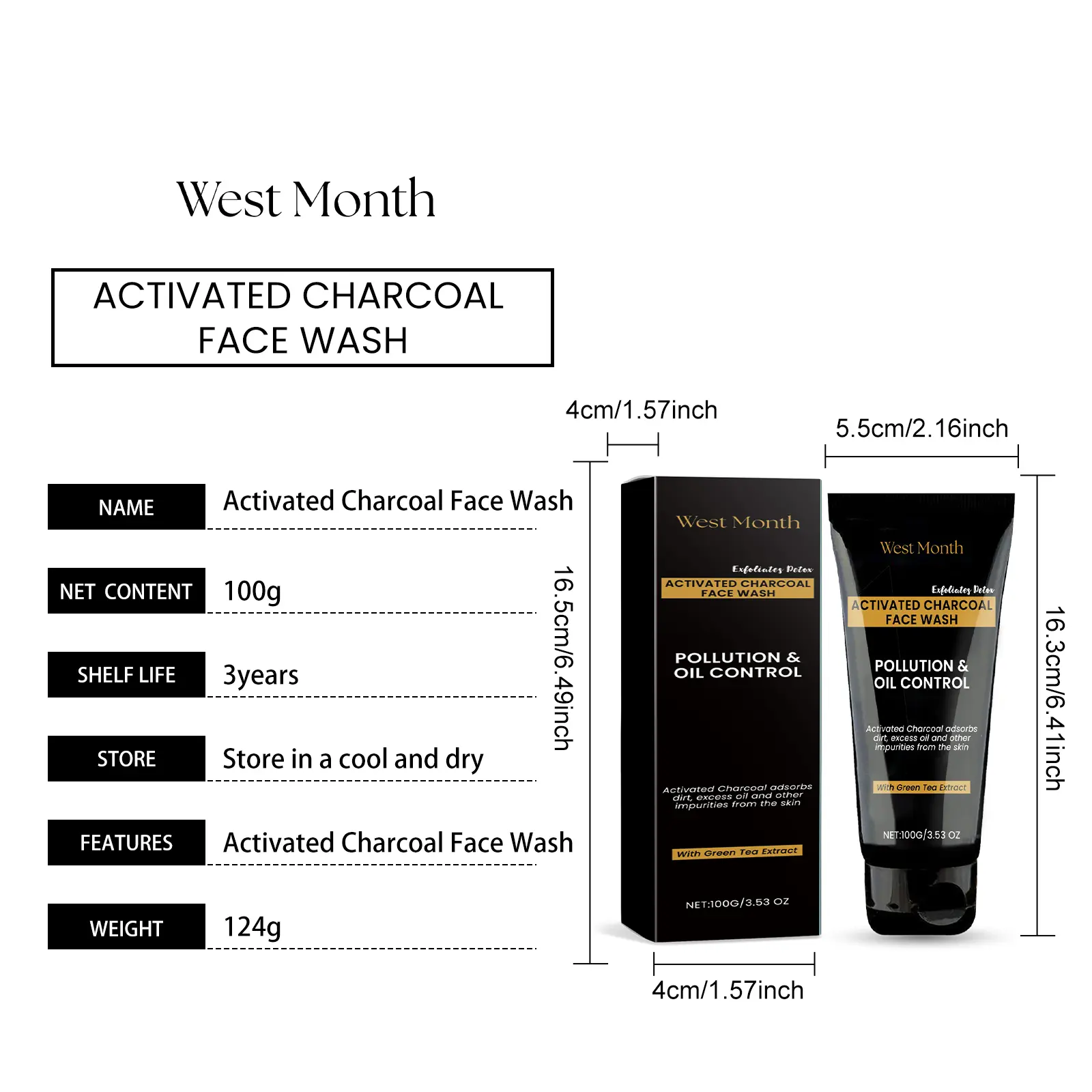 Gentle Exfoliating Facial Cleanser - Hydrating & Non-Tightening - West&Month 1 facial cleanser gentle pore exfoliate hydrate West Month 480 7360