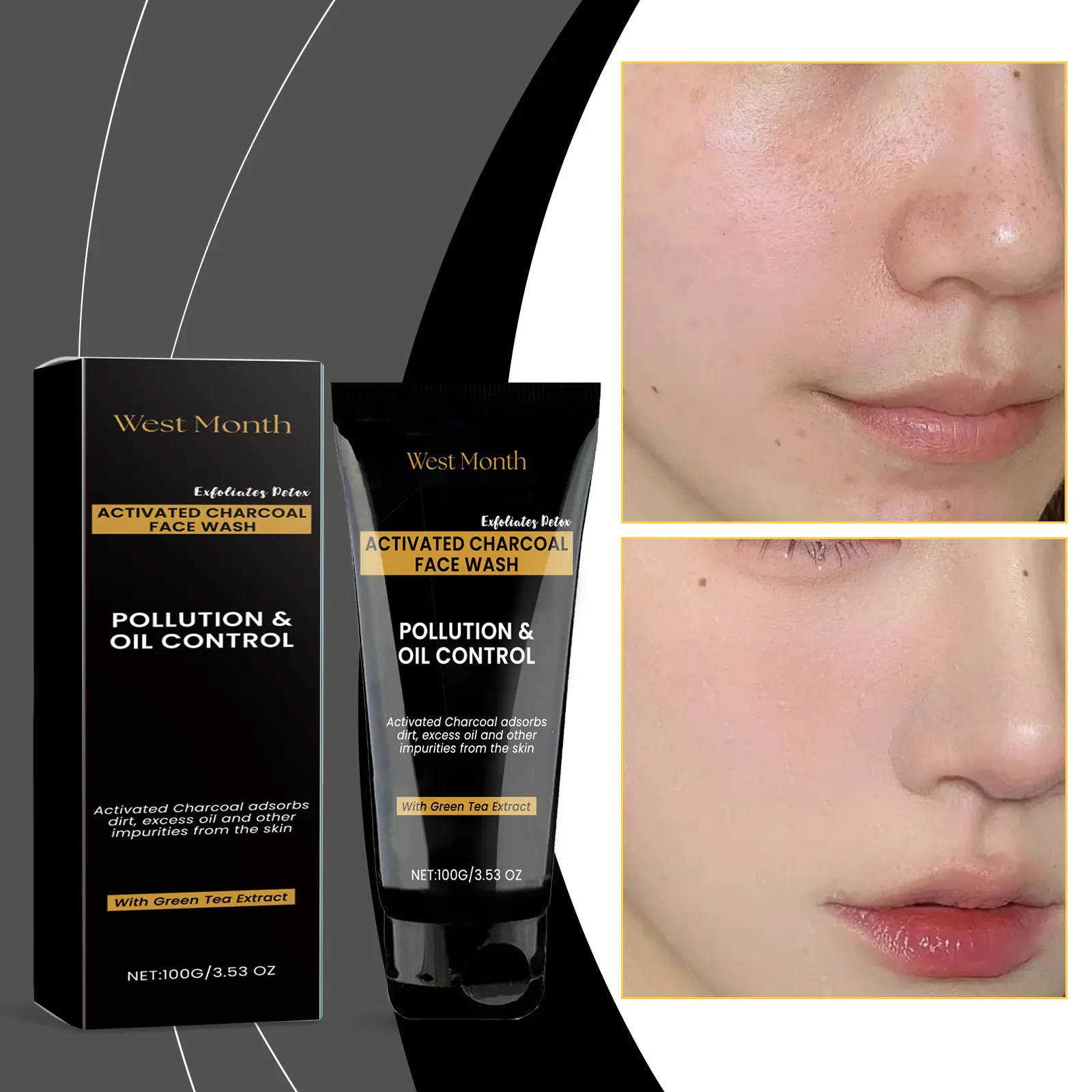 Gentle Exfoliating Facial Cleanser - Hydrating & Non-Tightening - West&Month 2 facial cleanser gentle pore exfoliate hydrate West Month 480 7361