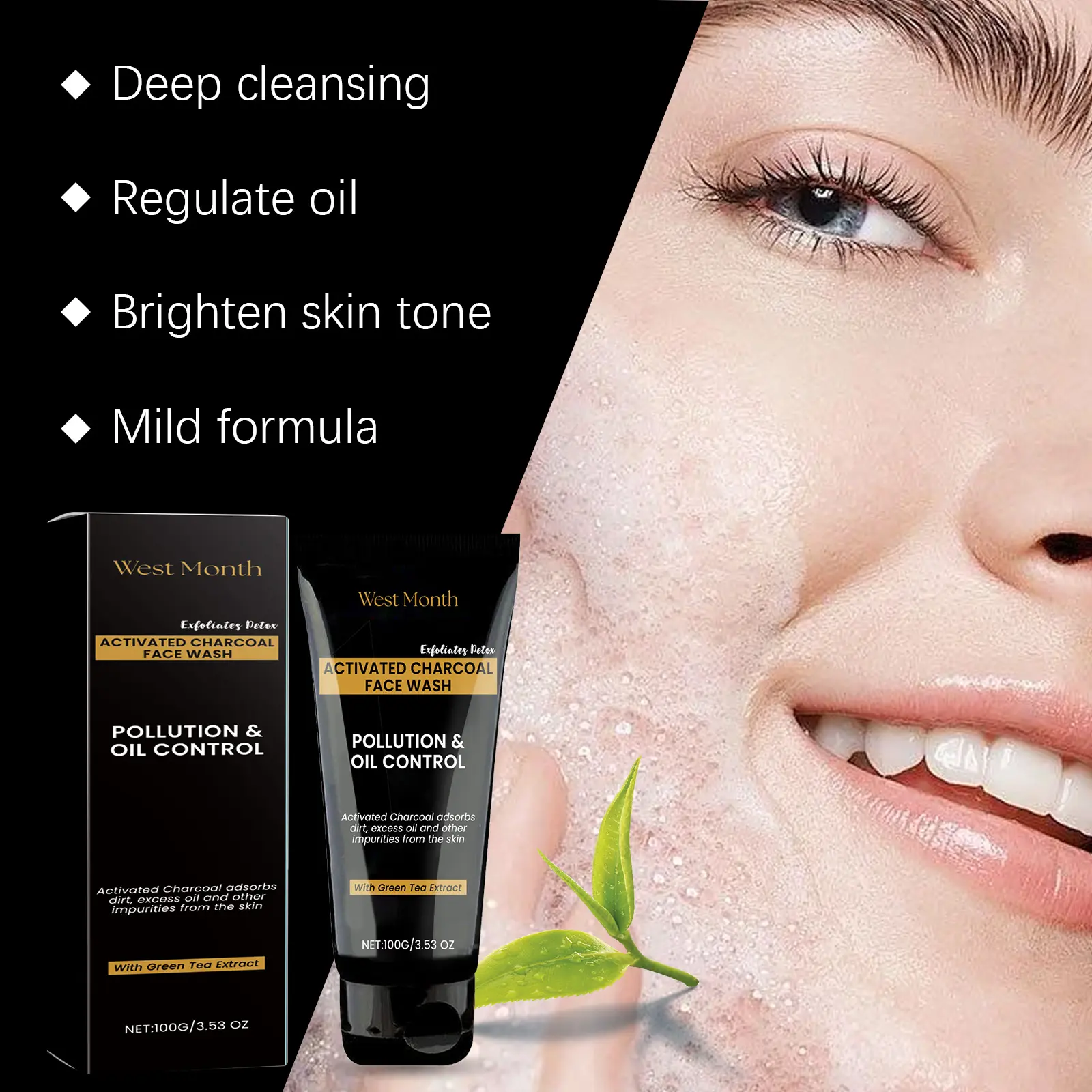 Gentle Exfoliating Facial Cleanser - Hydrating & Non-Tightening - West&Month 8 facial cleanser gentle pore exfoliate hydrate West Month 480 7367