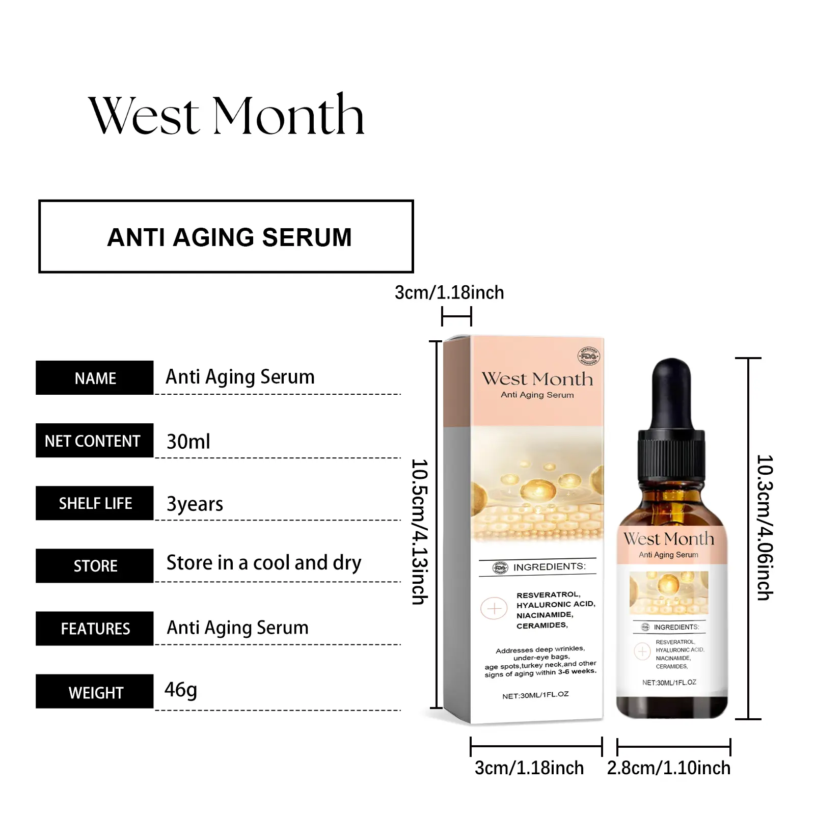 Skin Elasticity Facial Essence for Hydration and Fine Lines - West&Month 1 facial essence enhance elasticity hydrate moisturize West Month 459 7057