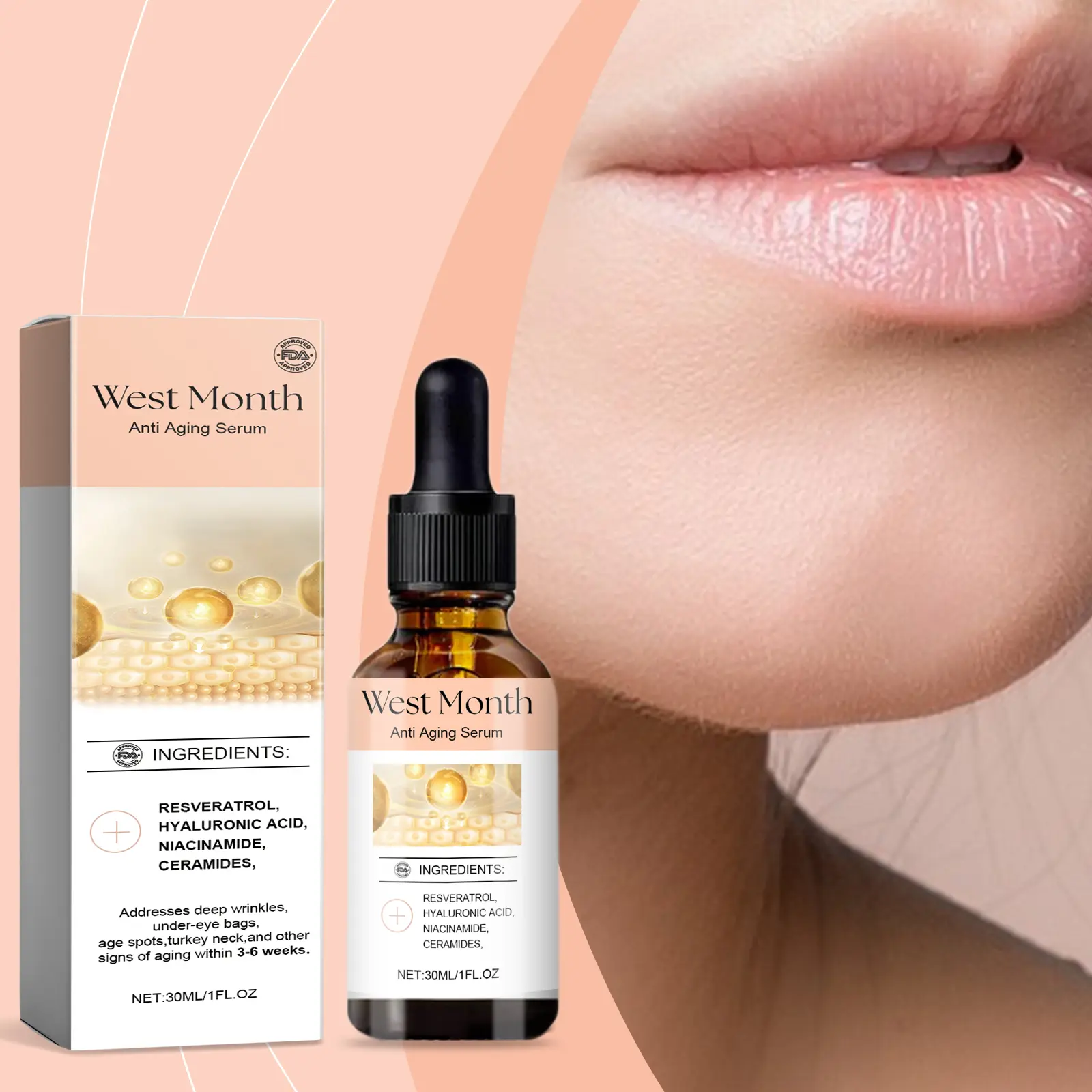 Skin Elasticity Facial Essence for Hydration and Fine Lines - West&Month 2 facial essence enhance elasticity hydrate moisturize West Month 459 7058