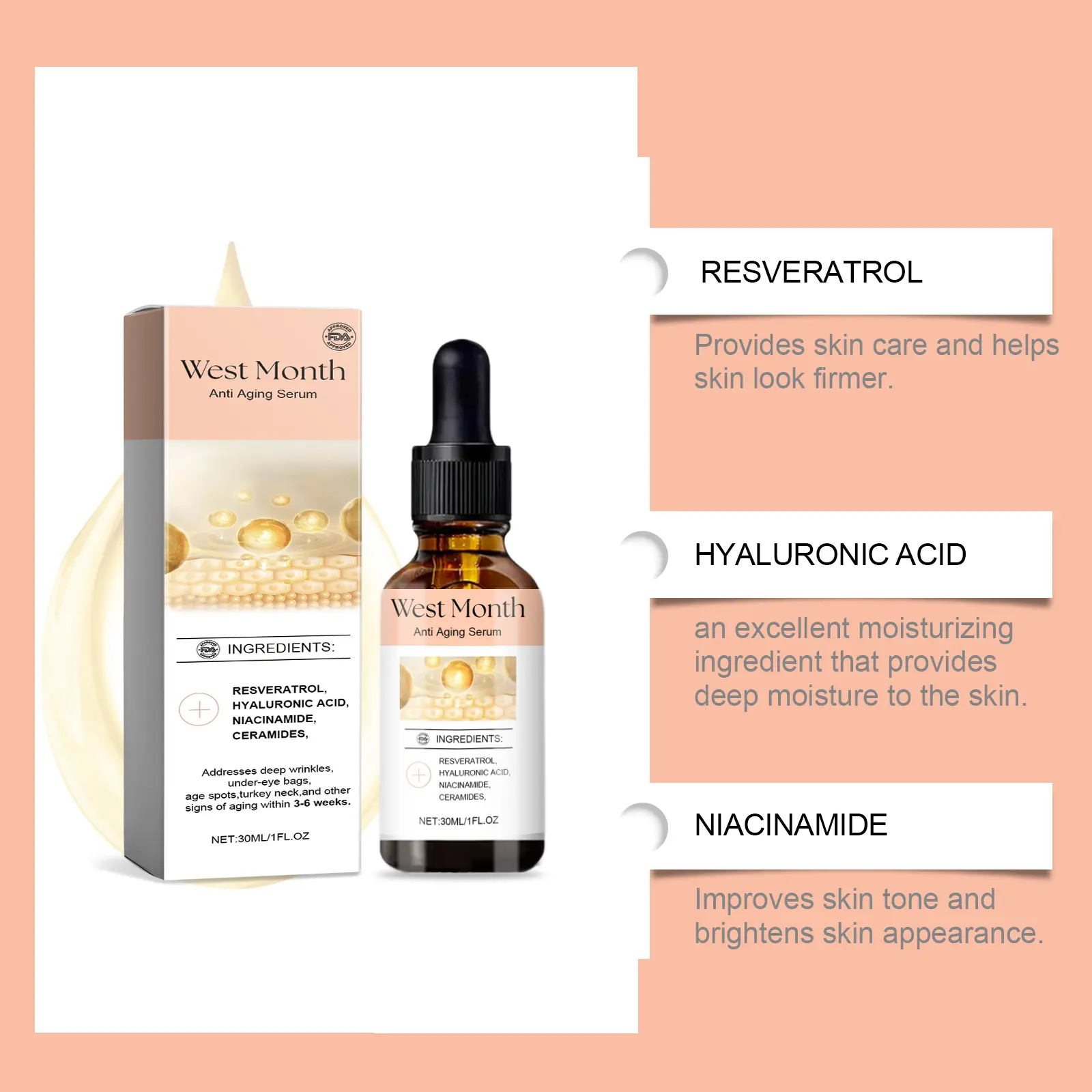 Skin Elasticity Facial Essence for Hydration and Fine Lines - West&Month 5 facial essence enhance elasticity hydrate moisturize West Month 459 7061