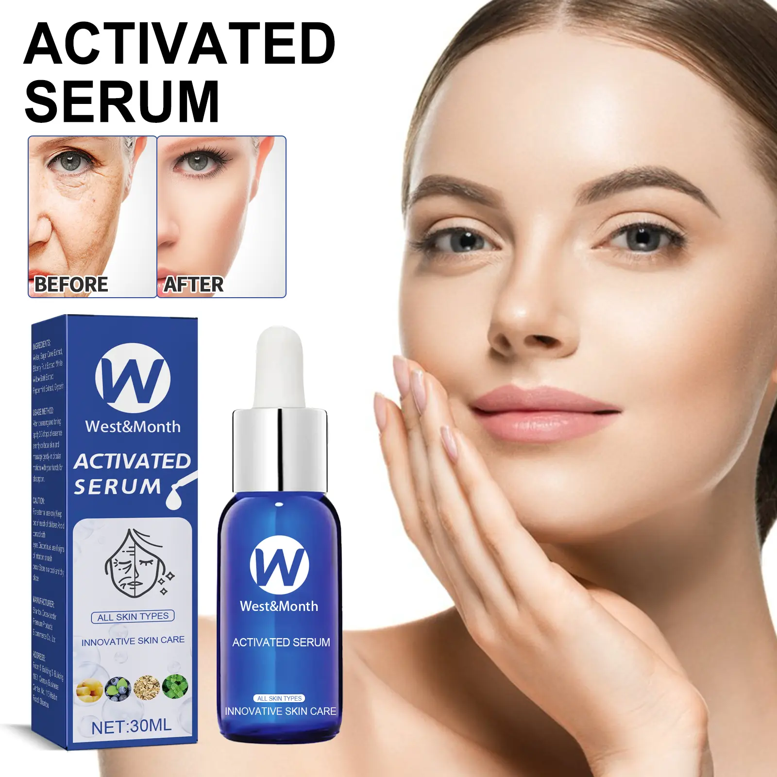 Anti-Aging Facial Essence to Lighten Fine Lines & Firm Skin - West&Month 2 facial essence lighten lines firm hydrate West Month 440 6789