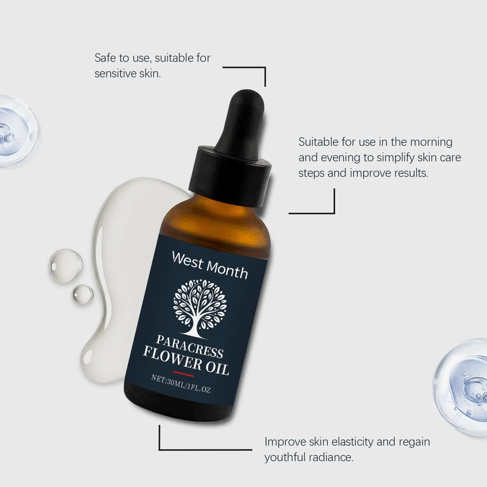 Facial Essence Oil for Hydrating & Firming (West Month) - West 8 facial essence oil gently nourish facial daily West Month 637 9248