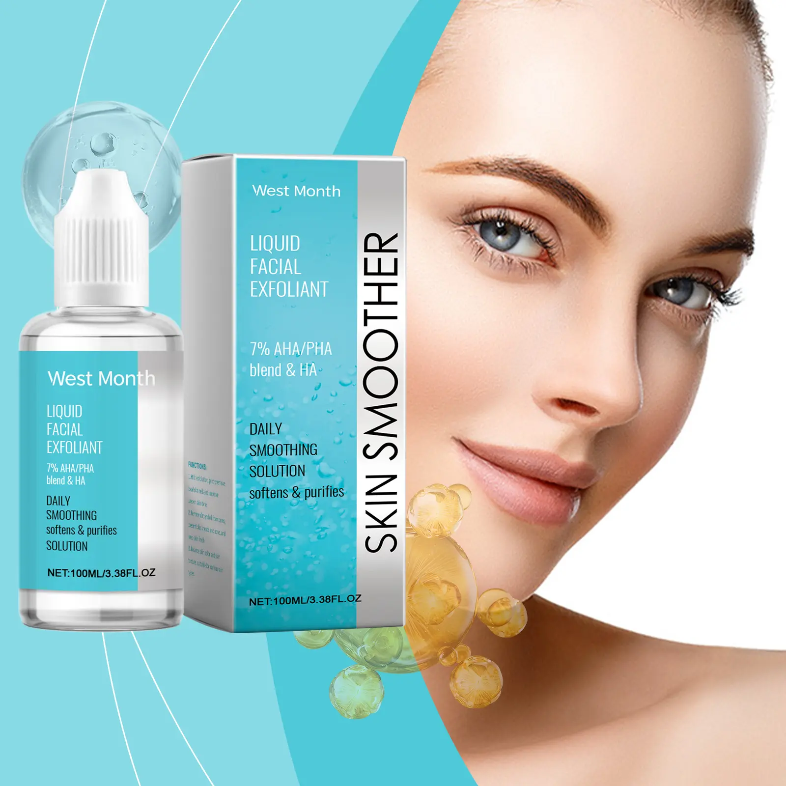 West&Month Gentle Facial Exfoliator Review: A Real User's Take 2 Close-up of West&Month exfoliator liquid on cotton pad