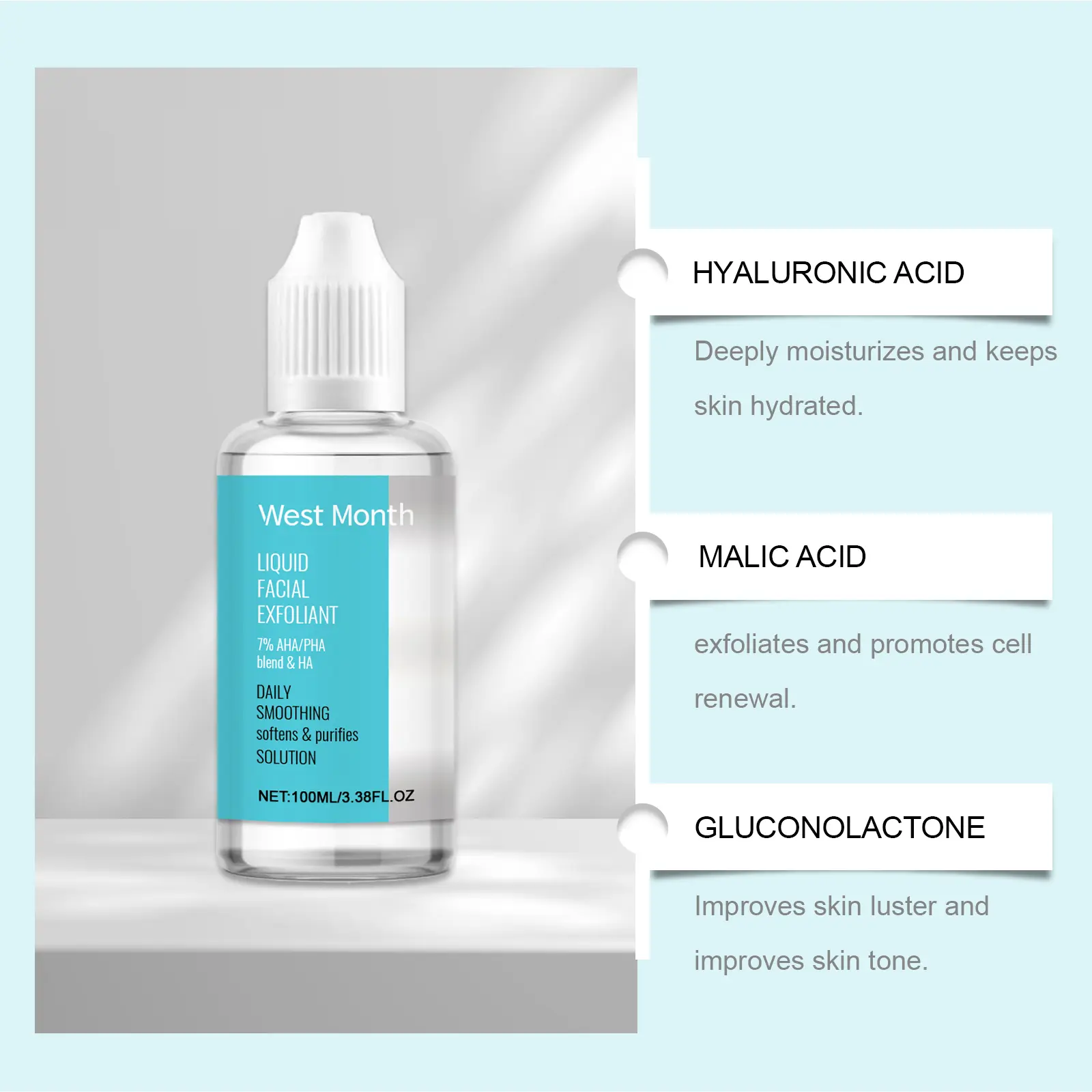 Gentle Facial Exfoliator for Smooth Skin - West&Month 5 facial exfoliating essence clean pores smooth West Month 166 3186