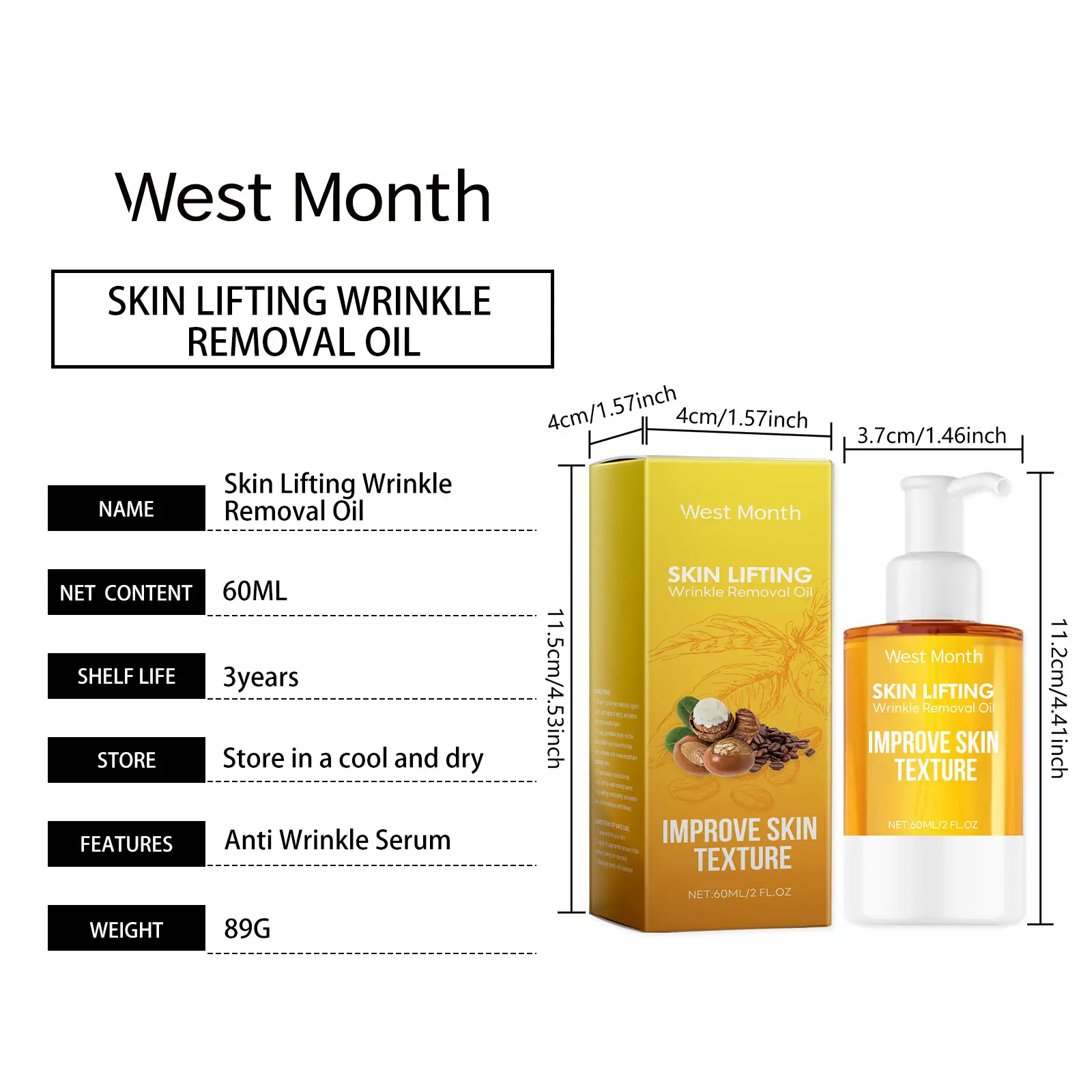 Firming Facial Essential Oil for Fine Lines and Wrinkles - West&Month 1 facial firming oil hydrate light line nourish West Month 305 4962