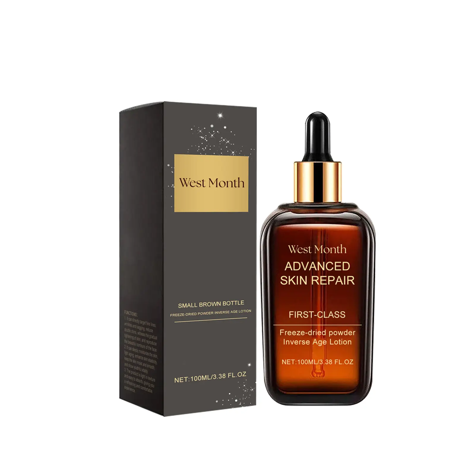 West&Month Facial Repair Serum Review: My Messy, Honest Thoughts 1 West&Month Serum bottle on my bathroom counter, next to a candle