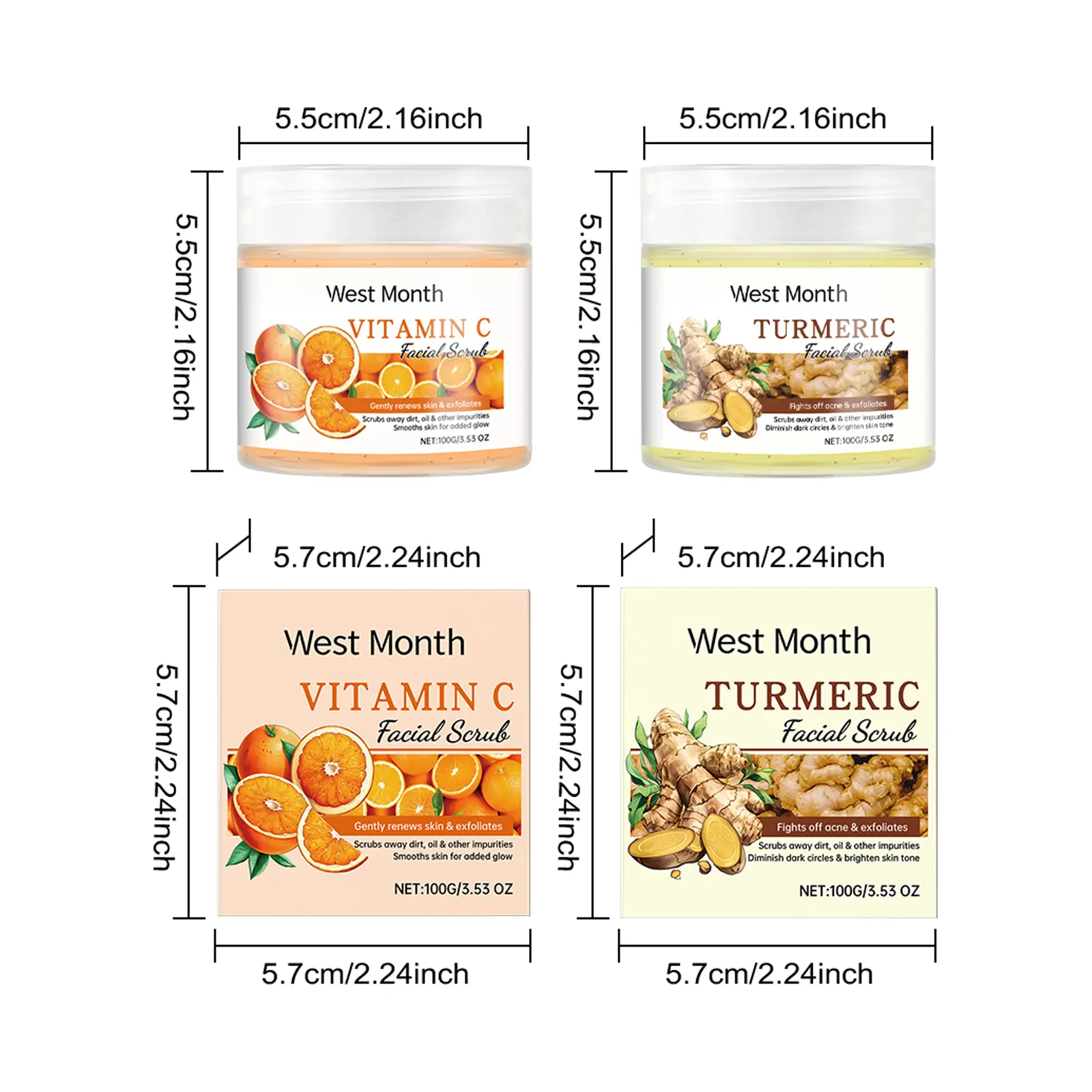 Facial Scrub Exfoliating & Moisturizing Formula - West&Month 1 facial scrub clean exfoliate moisturize West Month 124 2656
