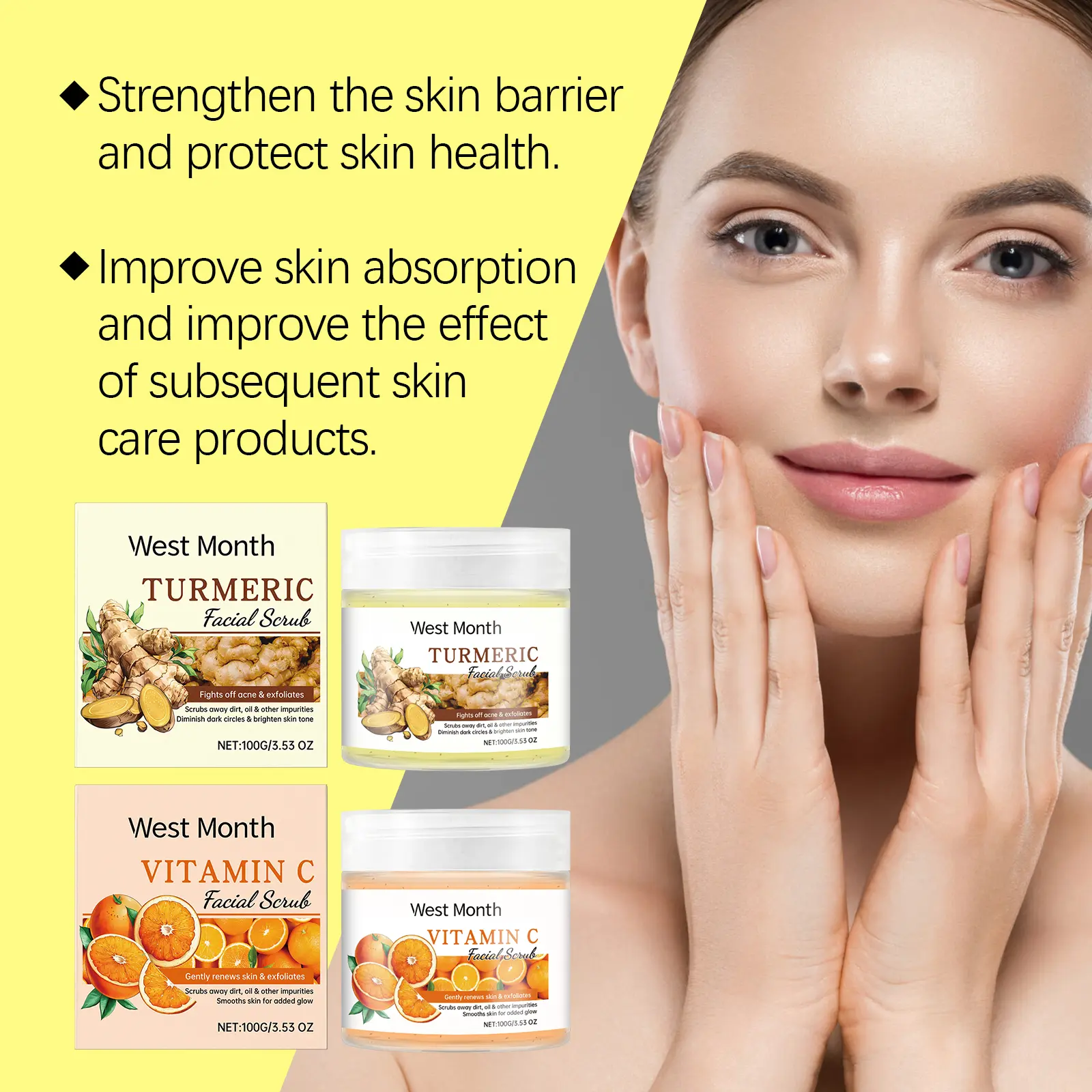 Facial Scrub Exfoliating & Moisturizing Formula - West&Month 5 facial scrub clean exfoliate moisturize West Month 124 2657