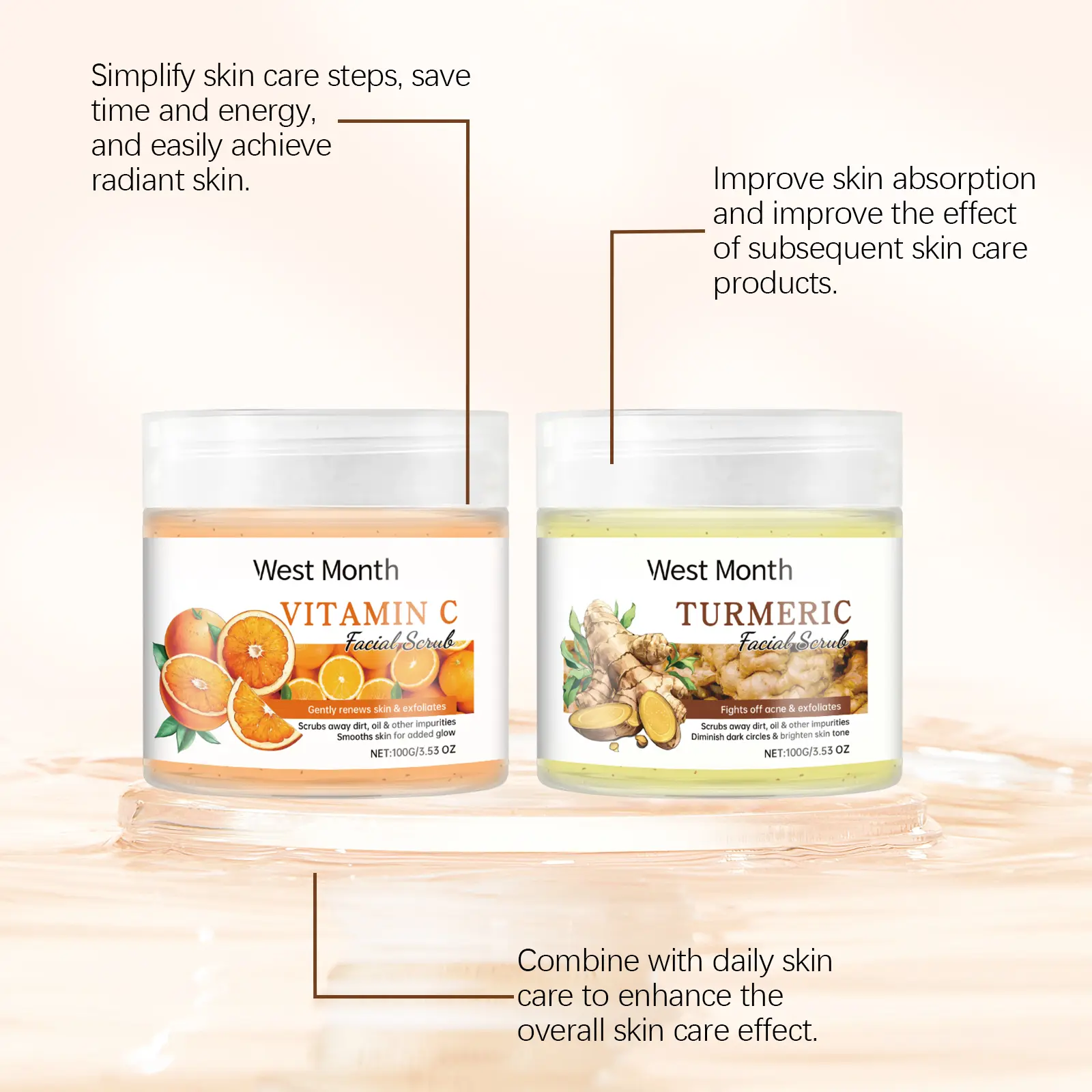 Facial Scrub Exfoliating & Moisturizing Formula - West&Month 6 facial scrub clean exfoliate moisturize West Month 124 2658