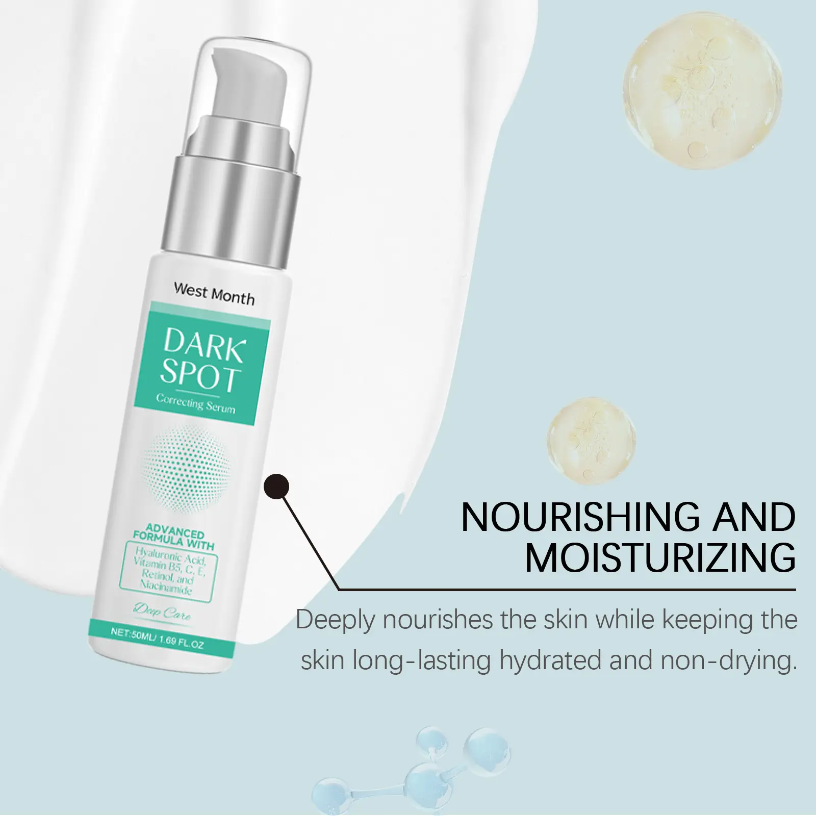 Brightening Facial Serum with Retinol & Niacinamide - West&Month 8 facial serum gently nourish hydrate brighten daily West Month 588 8737
