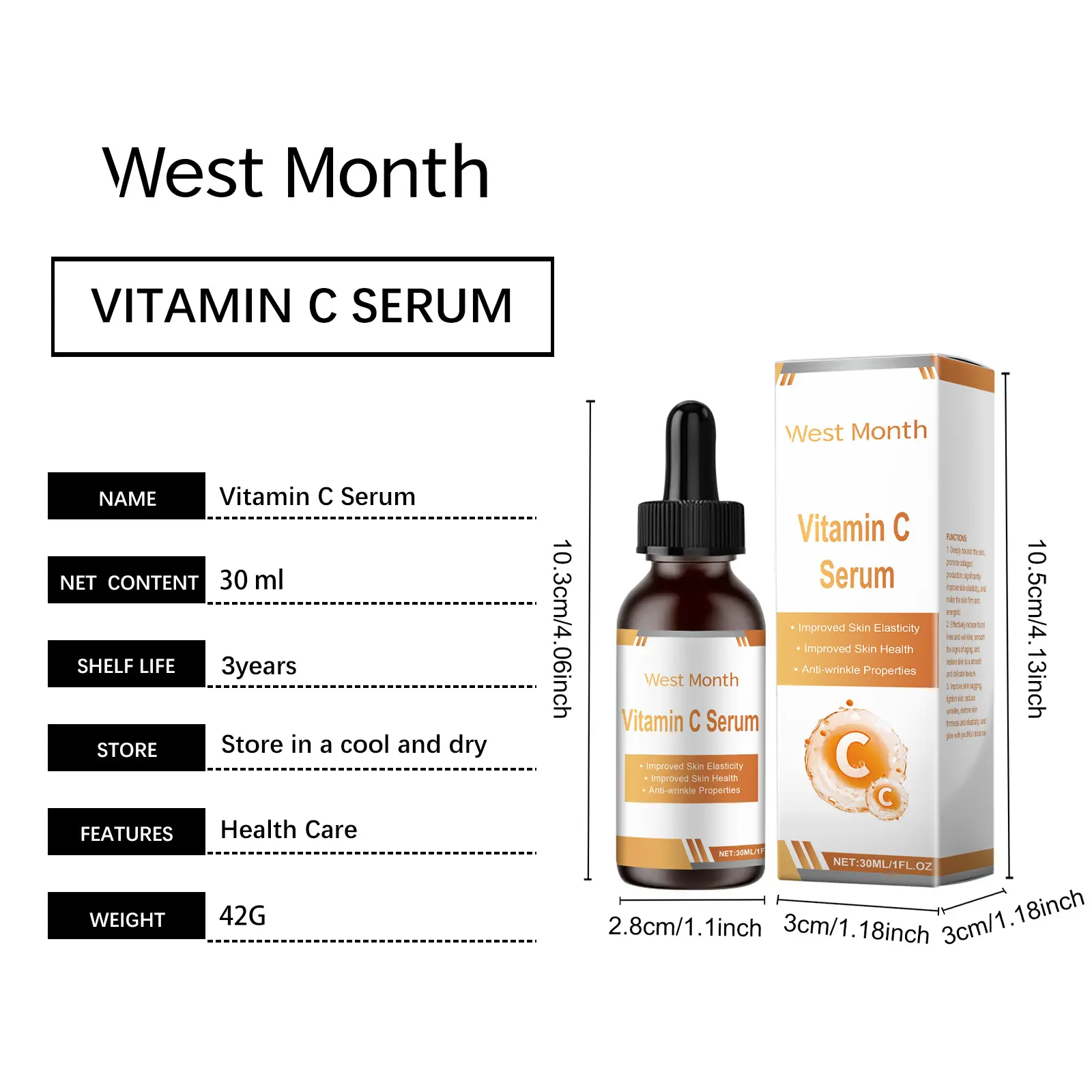 Facial Serum for Fine Lines & Elasticity - West&Month 1 facial serum nourish restore lines improve elasticity West Month 603 8884