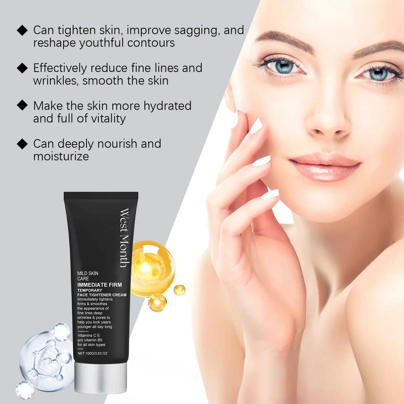 Facial Firming & Moisturizing Cream for Improved Elasticity - West&Month 8 facial skin firming cream moisturizing West Month 023 1401