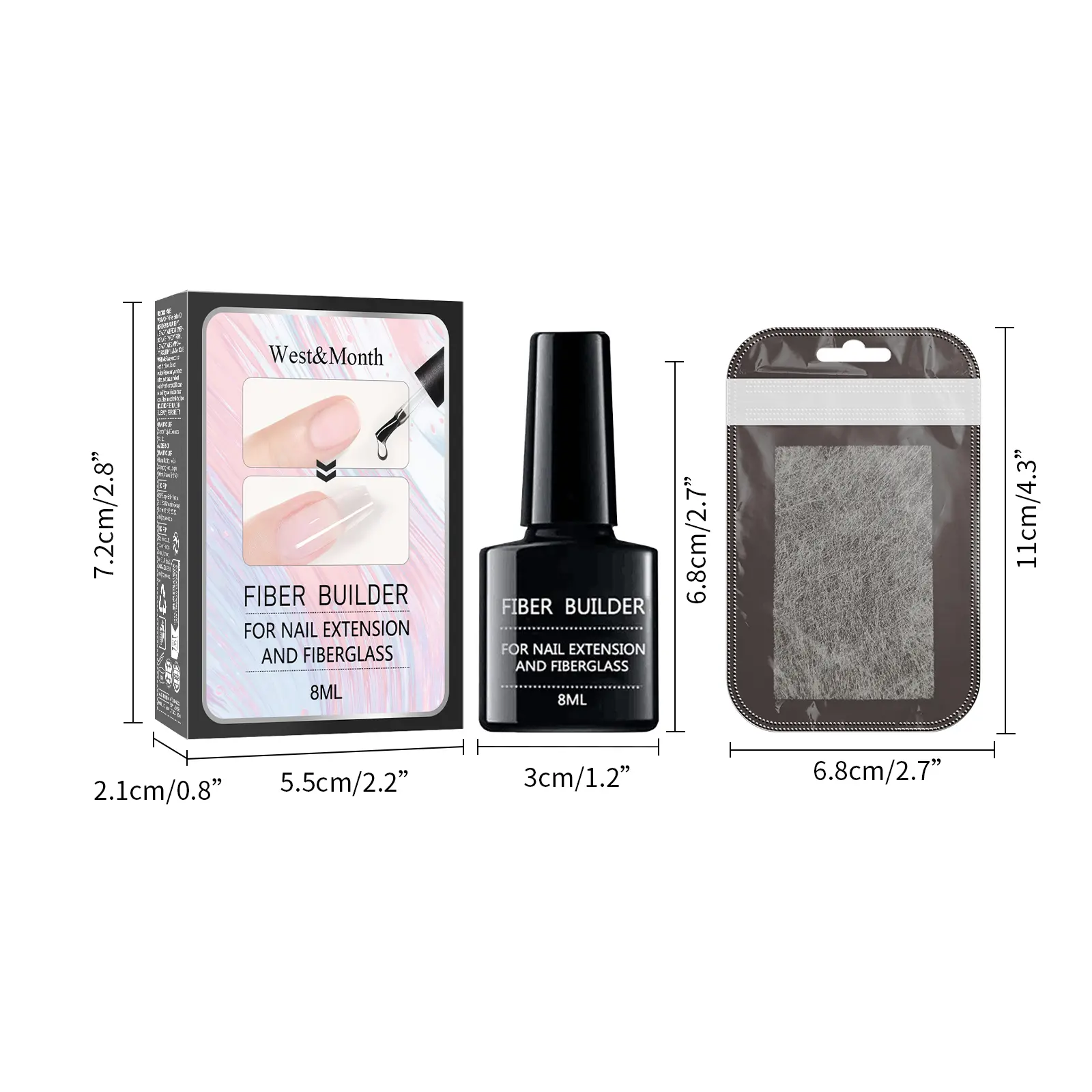 Nail Extension Kit with High-Strength Fiber Sheets - West&Month 1 fiber extension set nail lengthening fiber West Month 319 5117