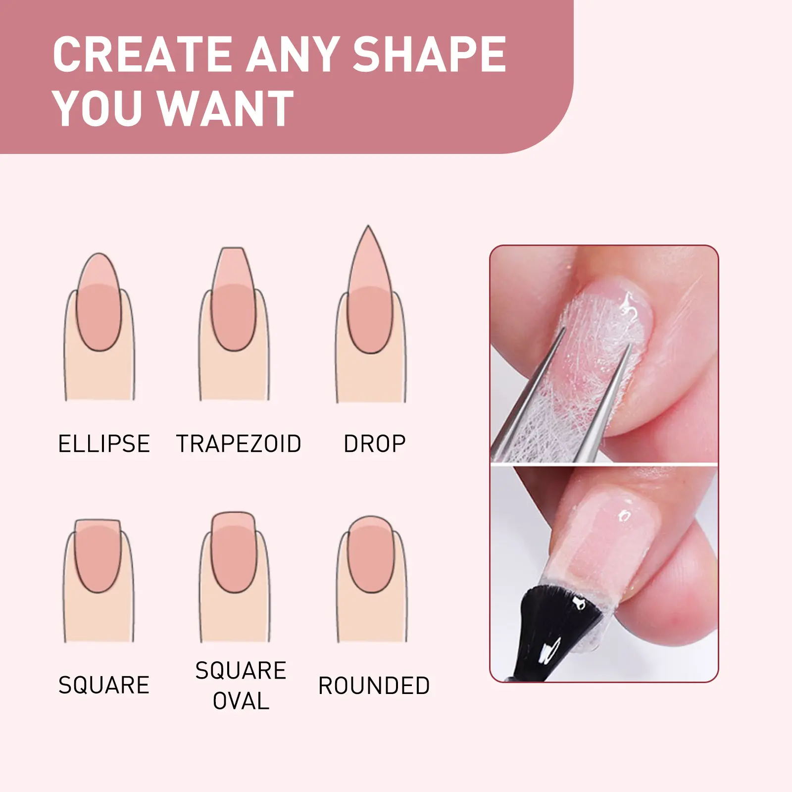 Nail Extension Kit with High-Strength Fiber Sheets - West&Month 7 fiber extension set nail lengthening fiber West Month 319 5122