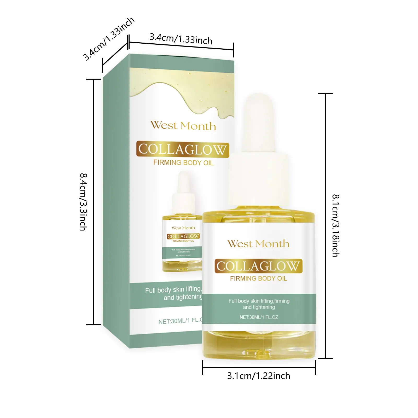 Firming Body Oil: Moisturizing & Anti-Wrinkle Skin Treatment - West 1 firming body oil smooth wrinkles moisturize West Month 383 6006