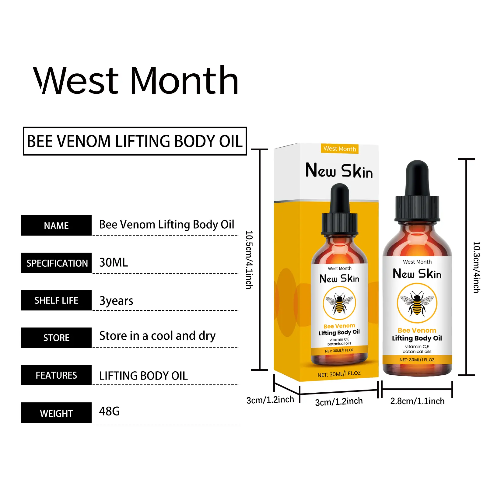 Firming Body Oil with Vitamin C & Niacinamide - West&Month 1 firming care oil body massage nourish smooth West Month 559 8447