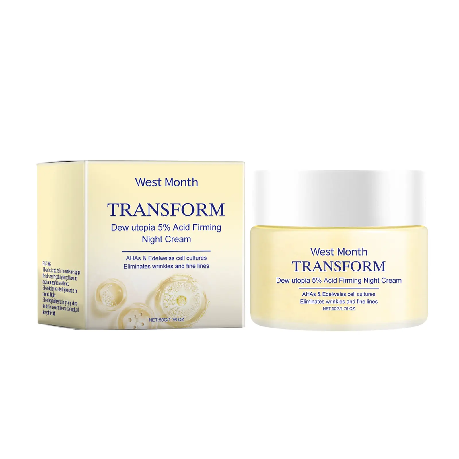 West&Month Firming Face Cream for Moisturizing and Reducing Fine 1 West&Month Firming Face Cream in a light green and white jar