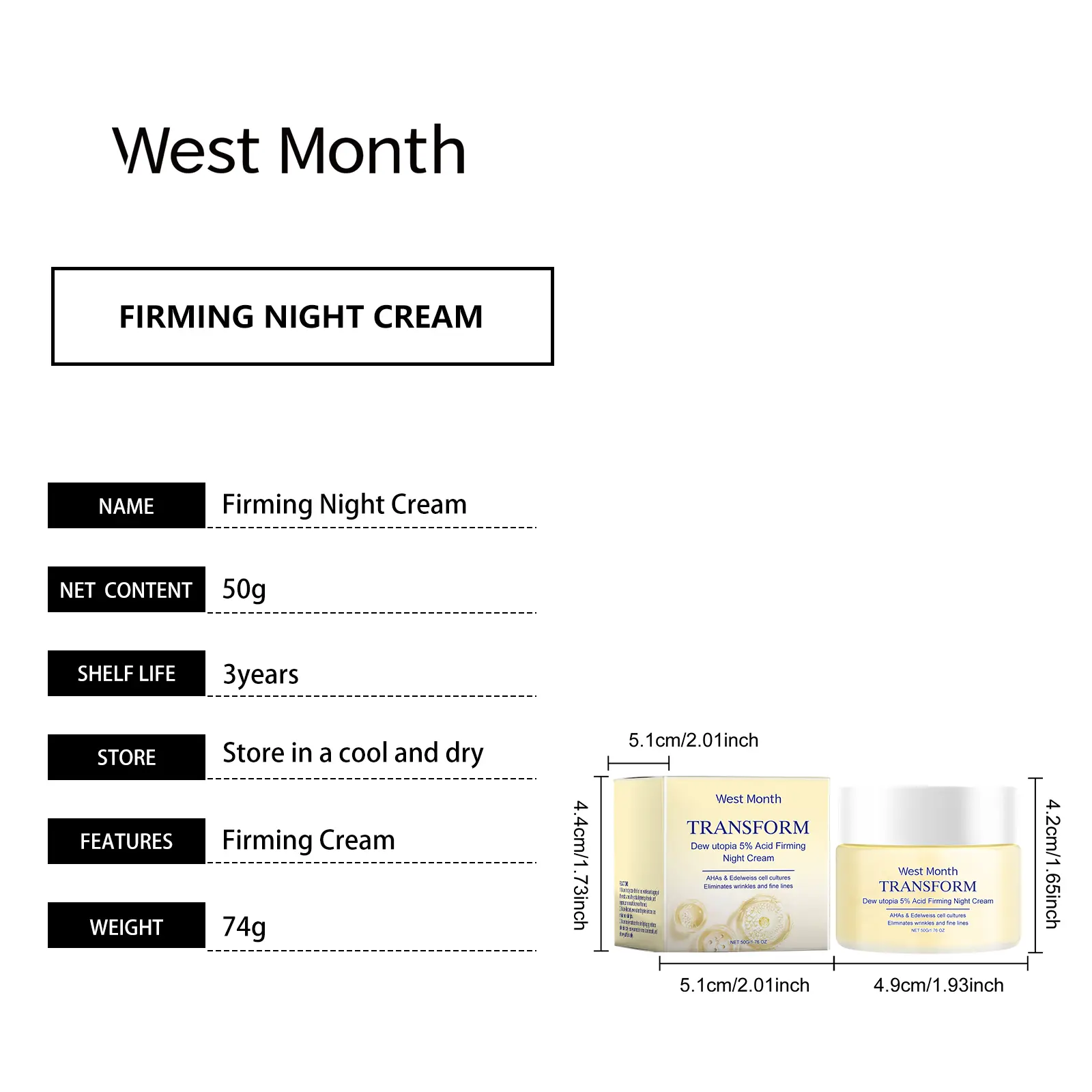 Firming Face Cream for Fine Lines & Deep Moisturizing - West&Month 1 firming cream moisturize remove lines improve elasticity West Month 604 8894