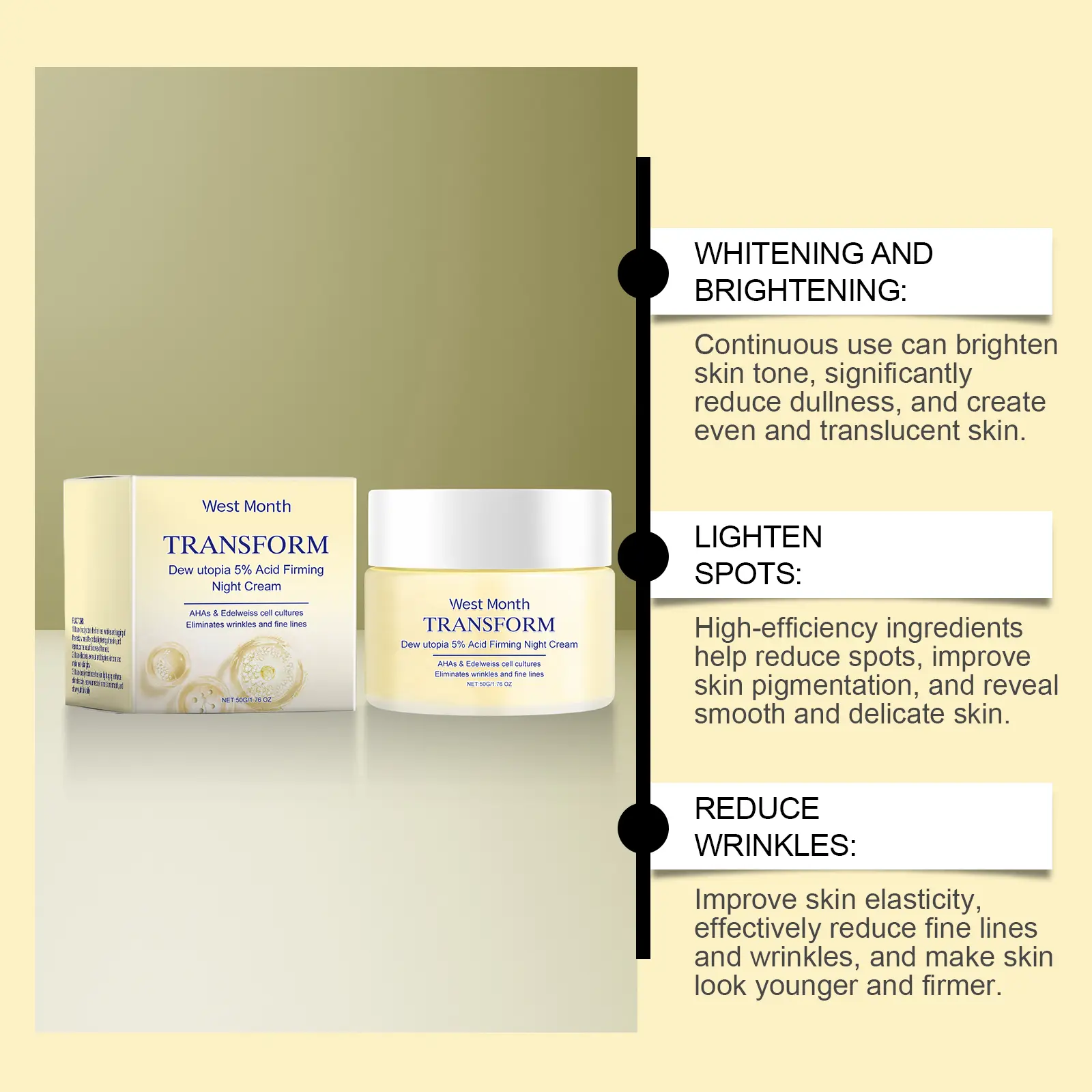 Firming Face Cream for Fine Lines & Deep Moisturizing - West&Month 8 firming cream moisturize remove lines improve elasticity West Month 604 8896