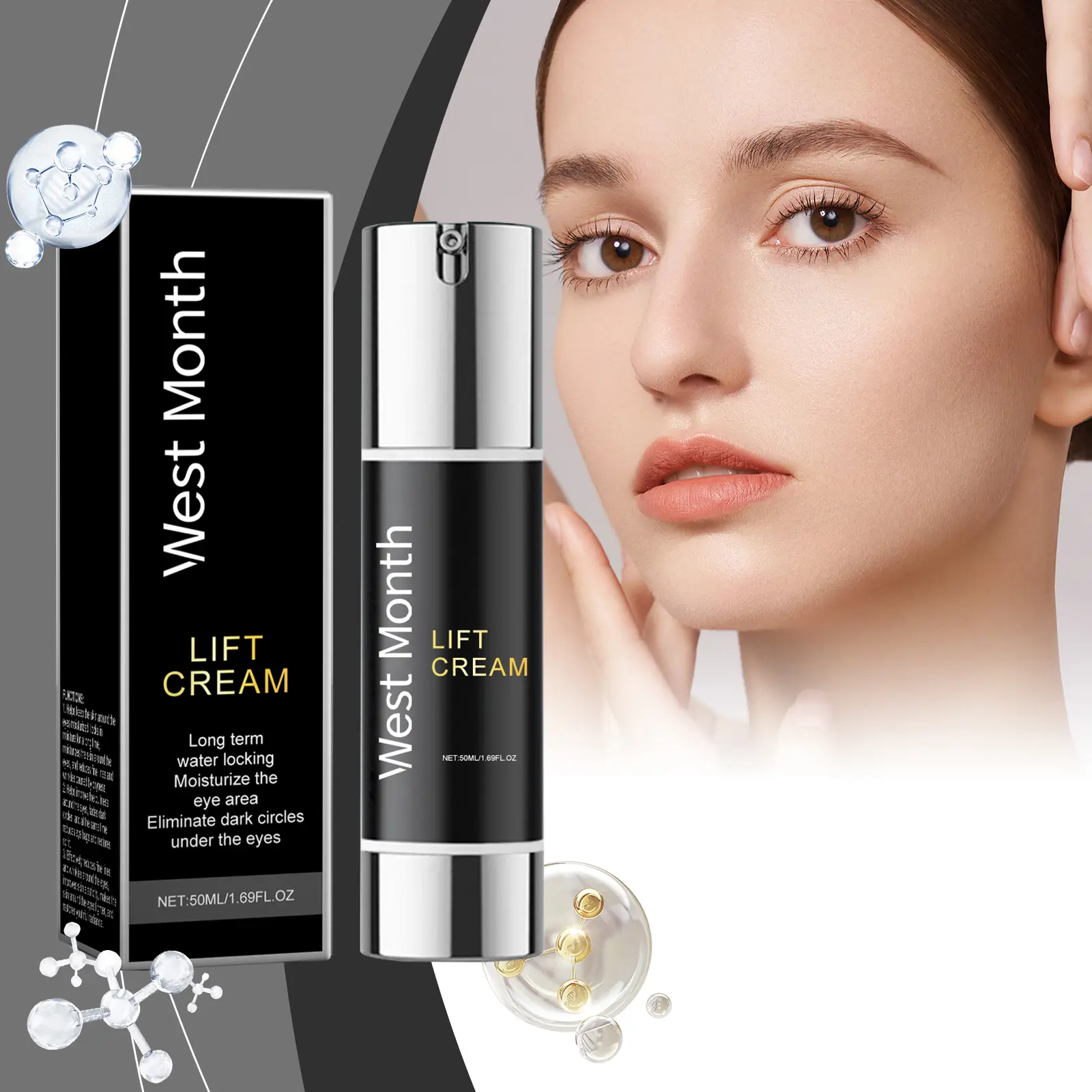Firming Eye Cream for Dark Circles & Skin Elasticity | West&Month 2 firming eye cream improve soft moisturize West Month 566 8509