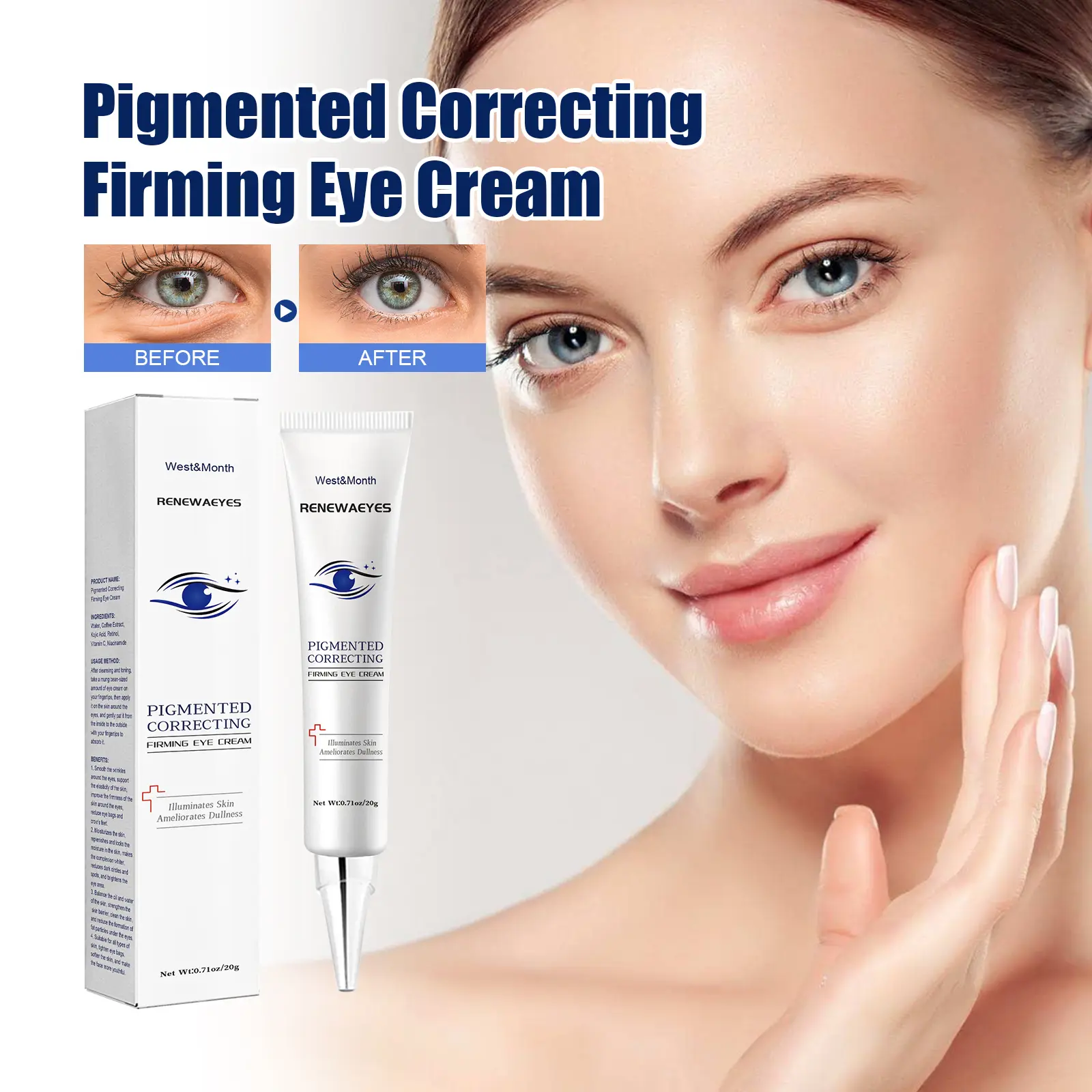 Firming Eye Cream for Dark Circles & Fine Lines - West&Month 2 firming eye cream lighten lines dark circles West Month 330 5267