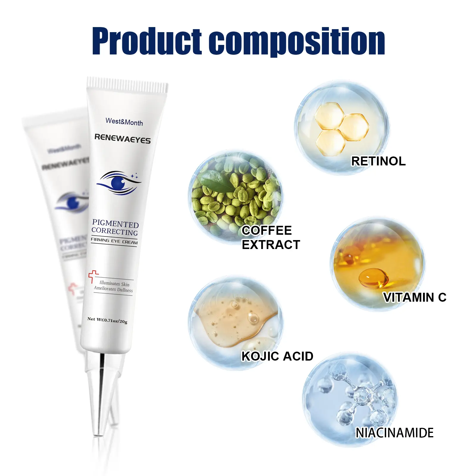 Firming Eye Cream for Dark Circles & Fine Lines - West&Month 3 firming eye cream lighten lines dark circles West Month 330 5268